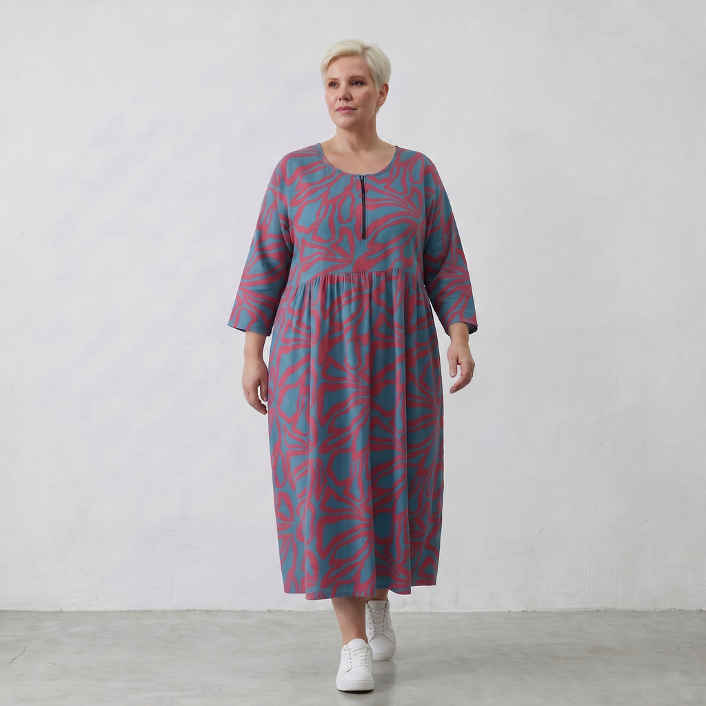 AKH Fashion Kleid 6677 BahiaOla, Blau-Rot