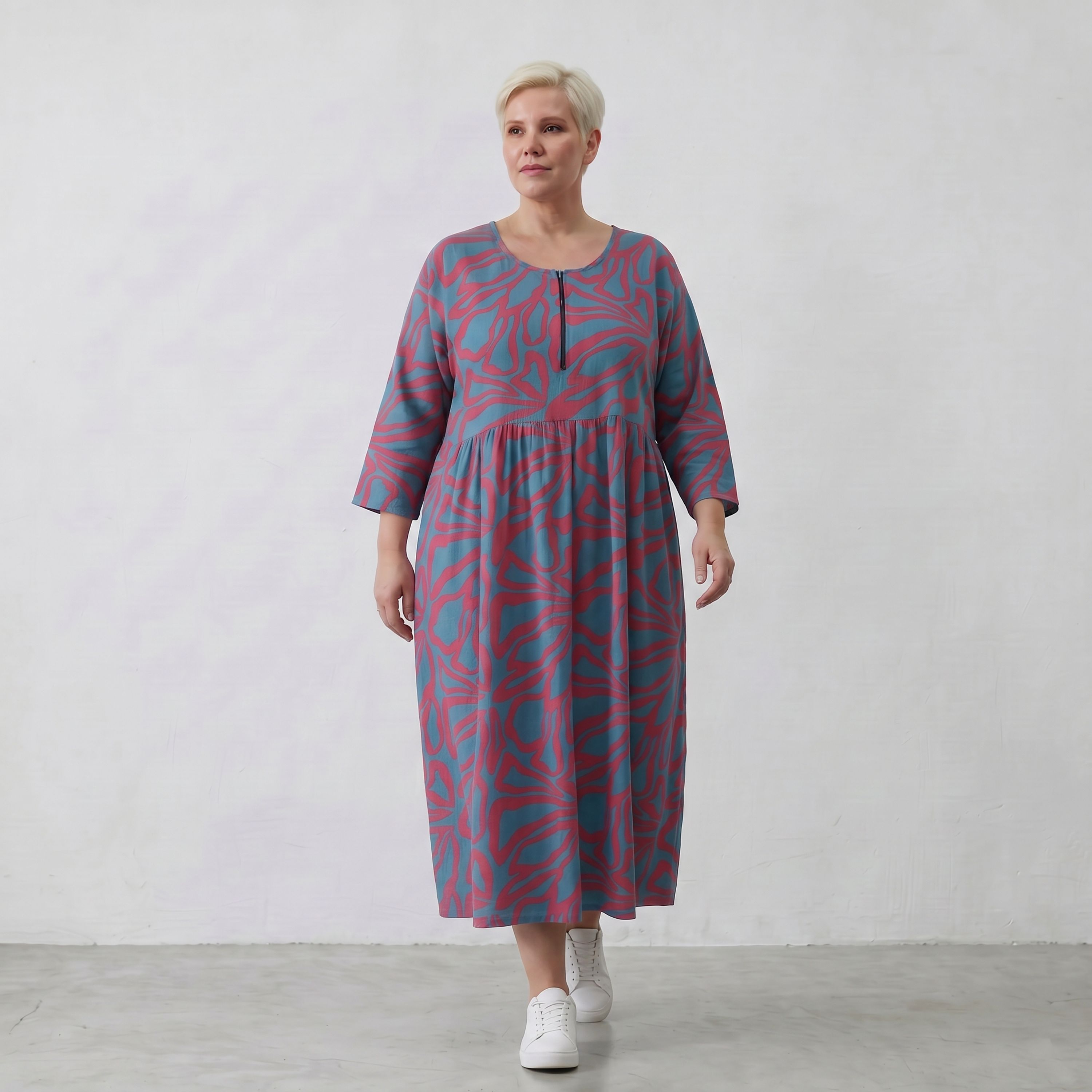 AKH Fashion Kleid 6677 BahiaOla, Blau-Rot