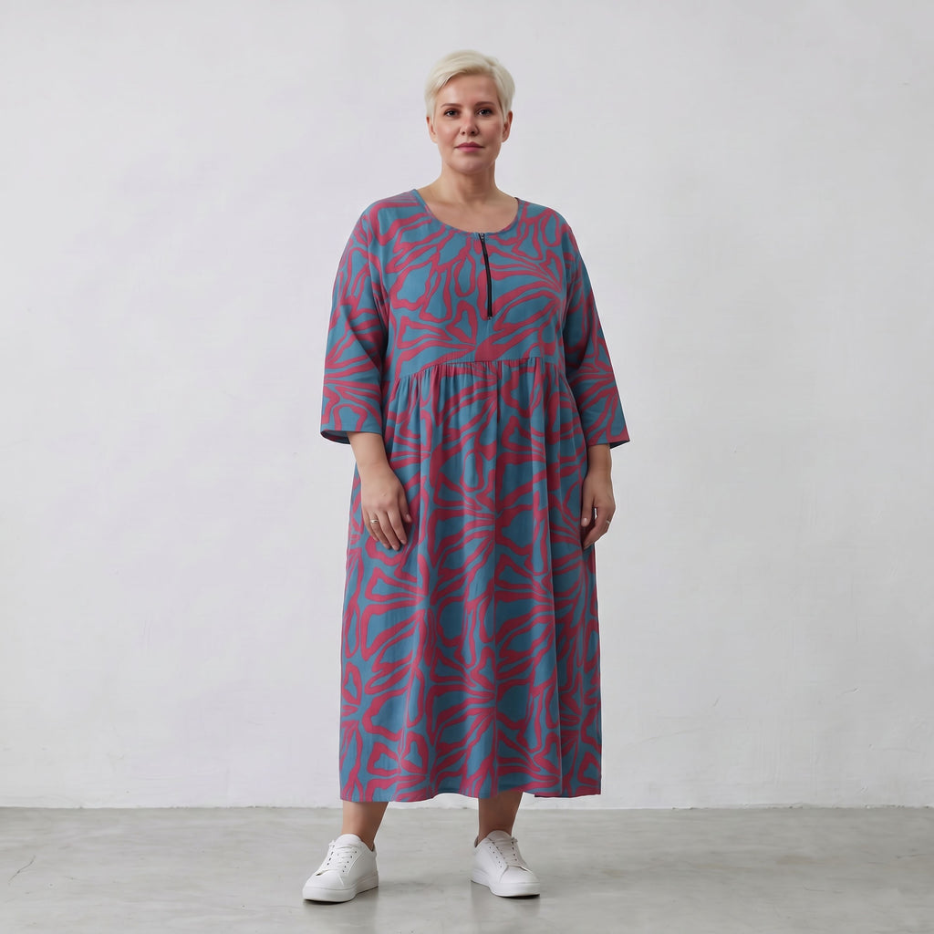 AKH Fashion Kleid 6677 BahiaOla, Blau-Rot