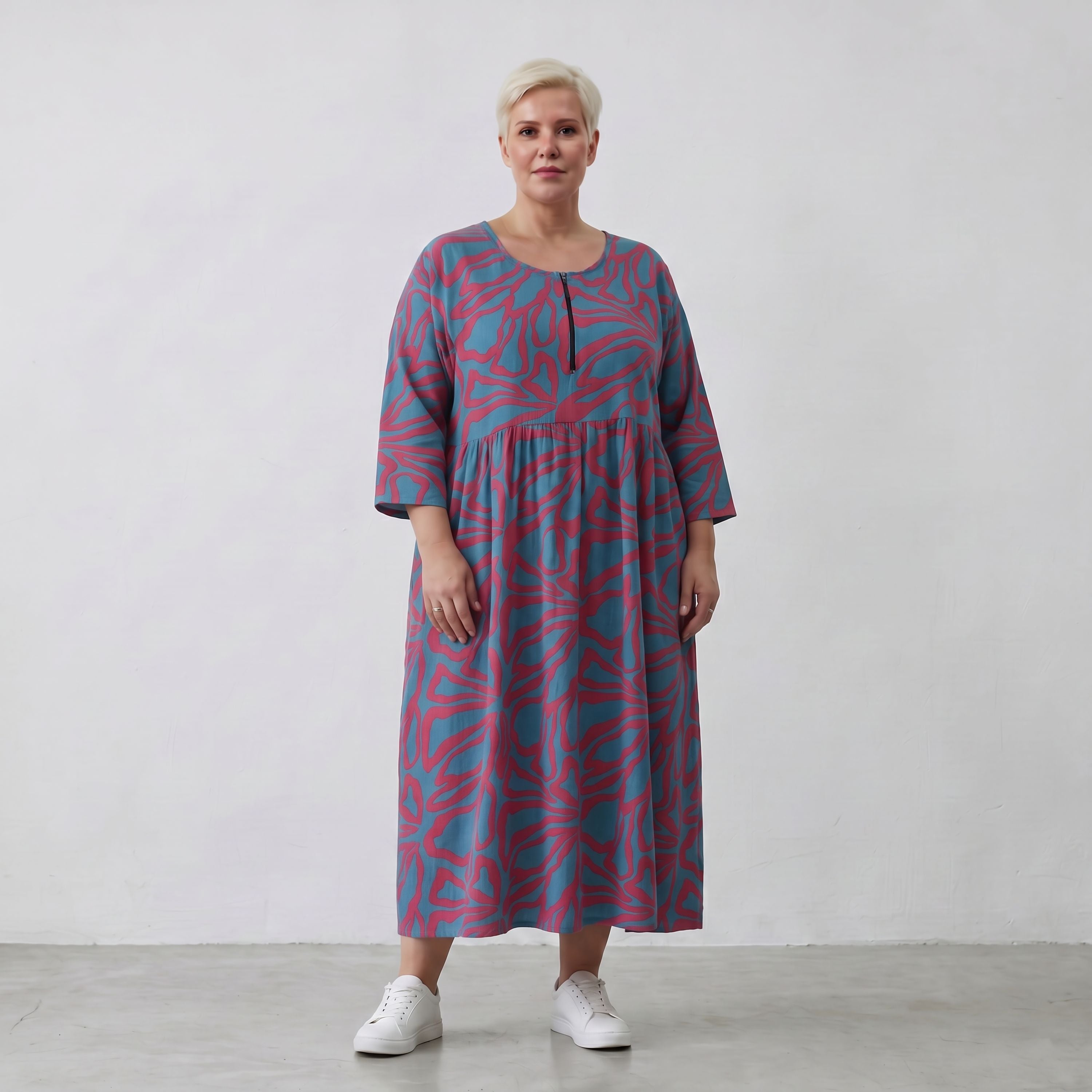 AKH Fashion Kleid 6677 BahiaOla, Blau-Rot