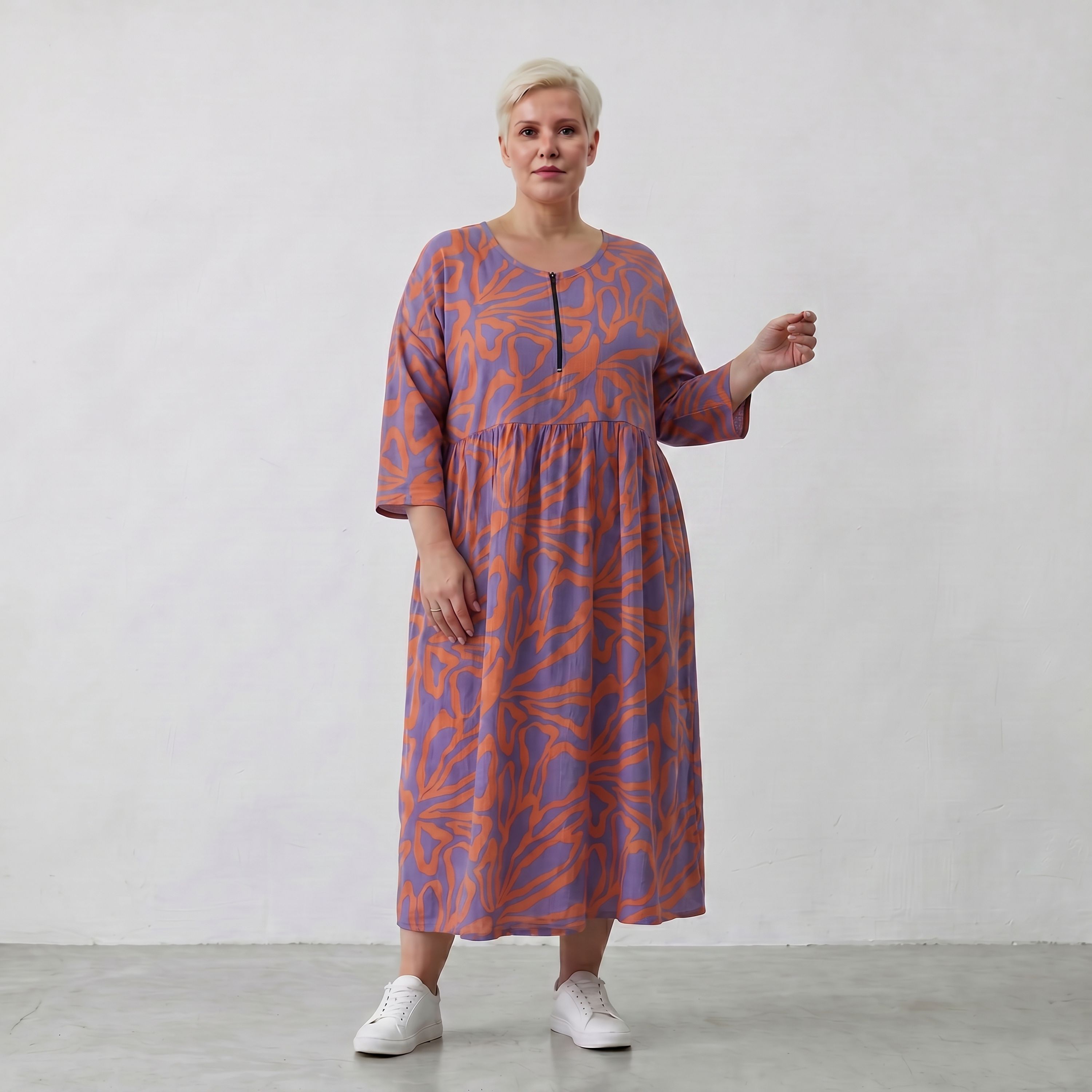AKH Fashion Kleid 6677 BahiaOla, Lila-Orange