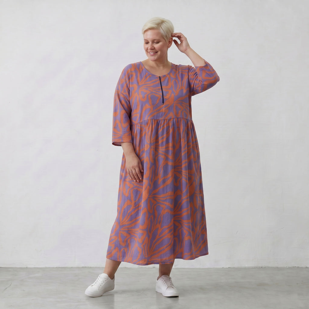 AKH Fashion Kleid 6677 BahiaOla, Lila-Orange