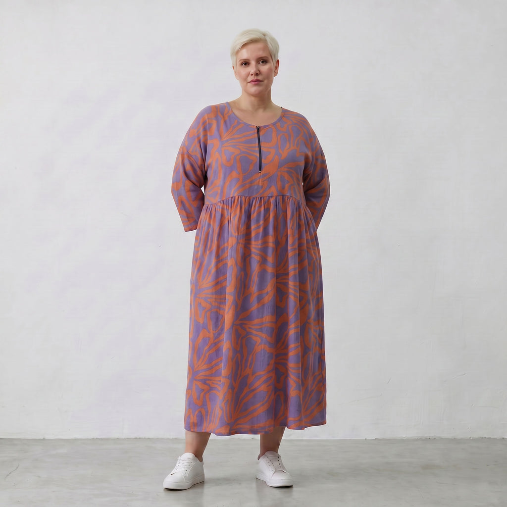 AKH Fashion Kleid 6677 BahiaOla, Lila-Orange