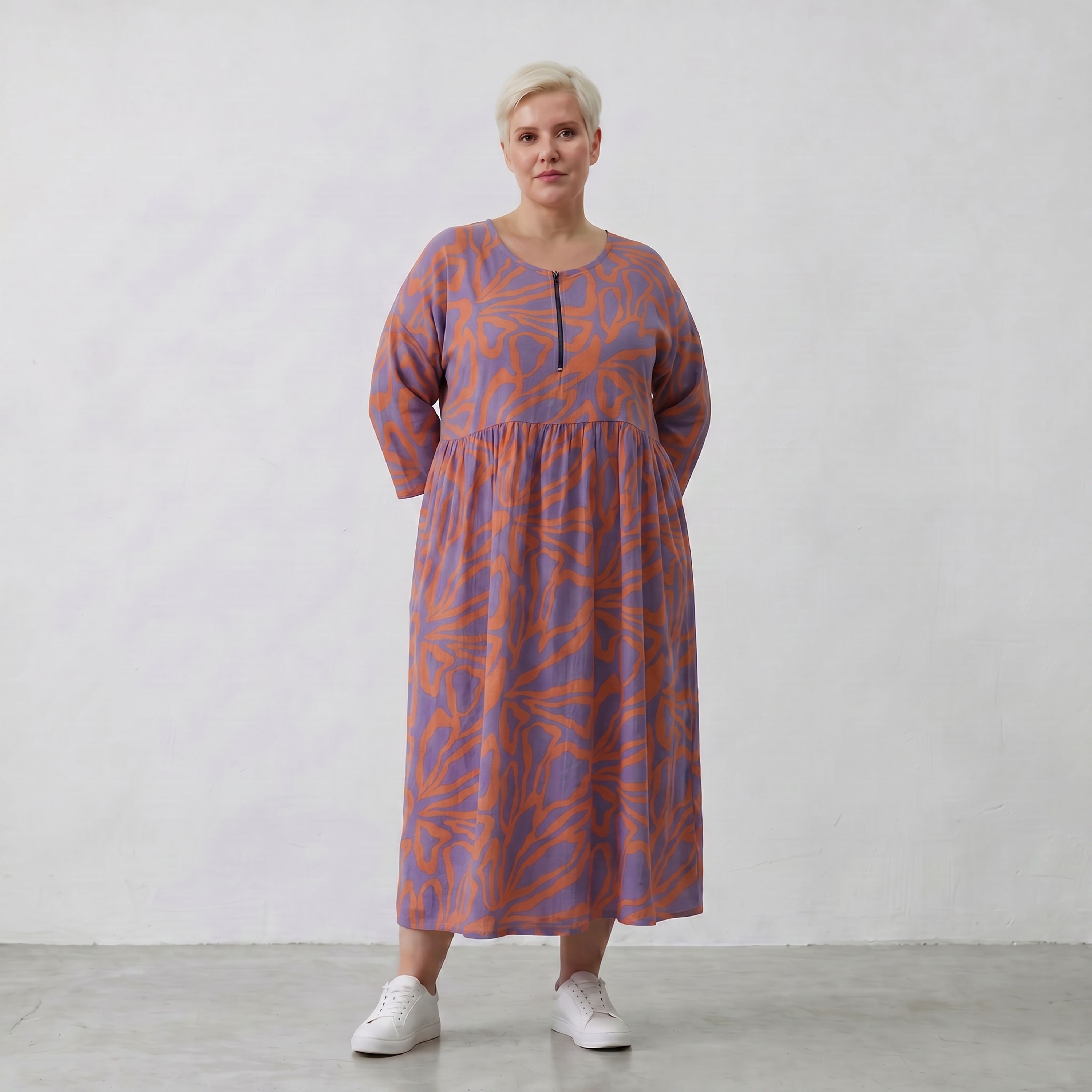 AKH Fashion Kleid 6677 BahiaOla, Lila-Orange