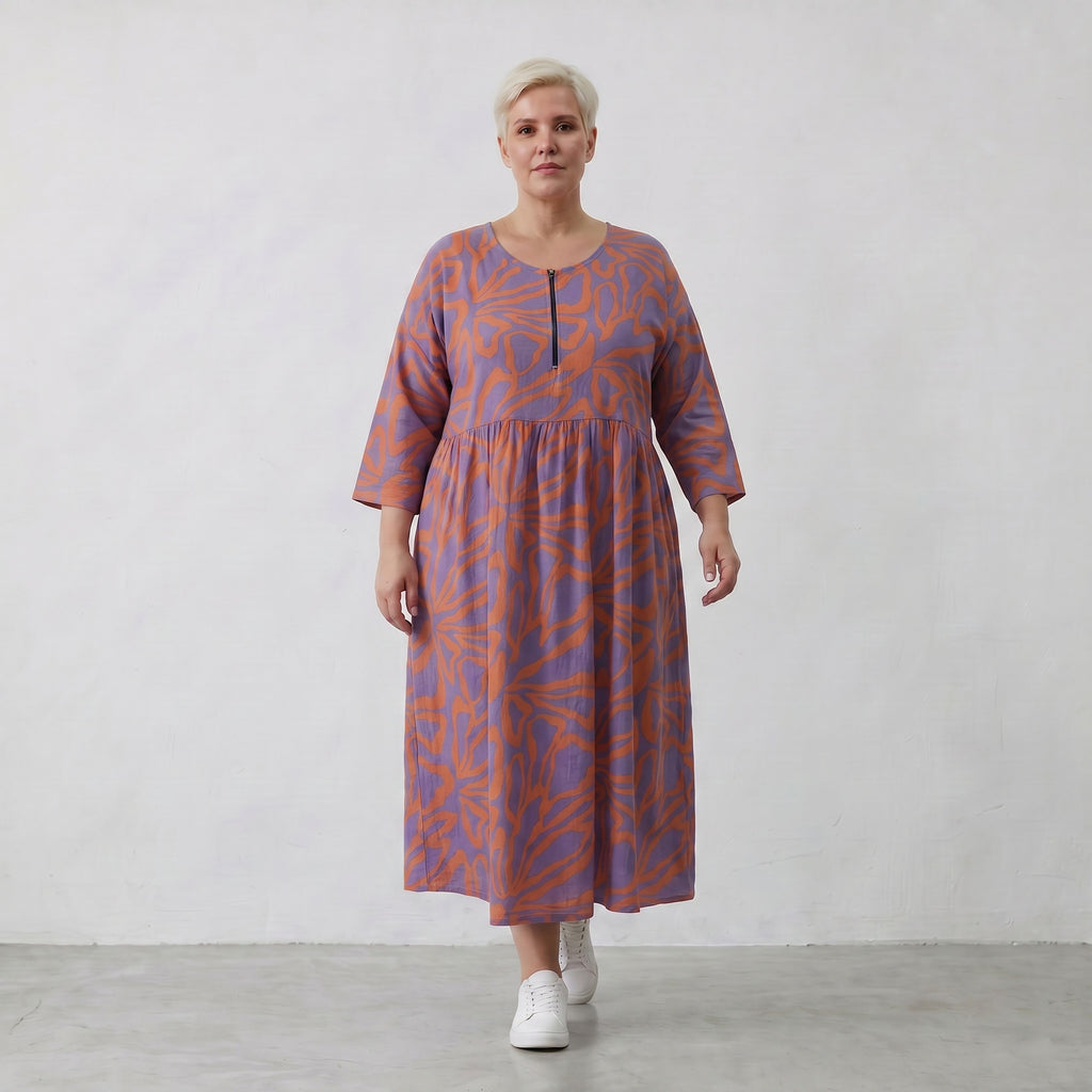 AKH Fashion Kleid 6677 BahiaOla, Lila-Orange