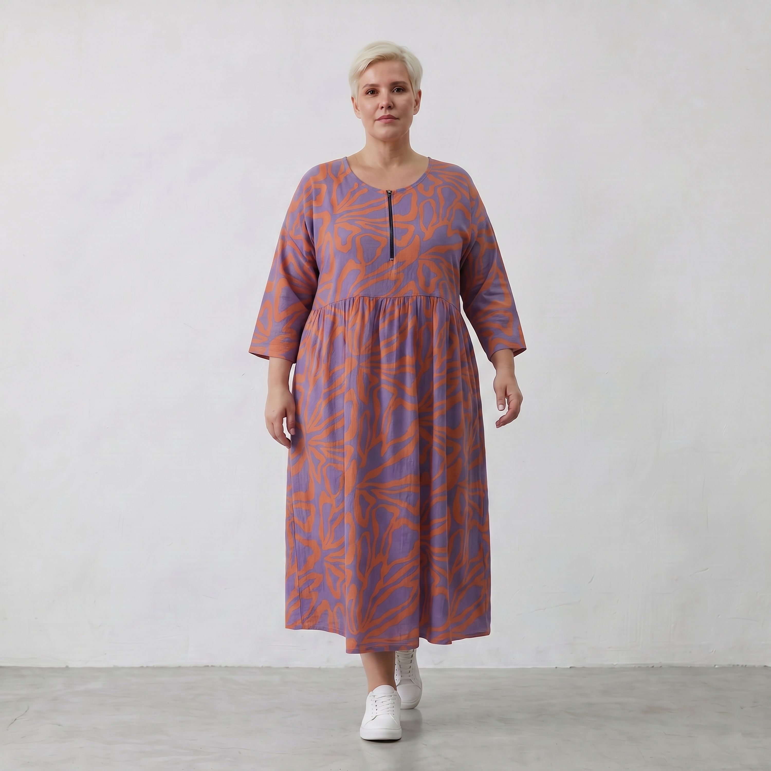 AKH Fashion Kleid 6677 BahiaOla, Lila-Orange