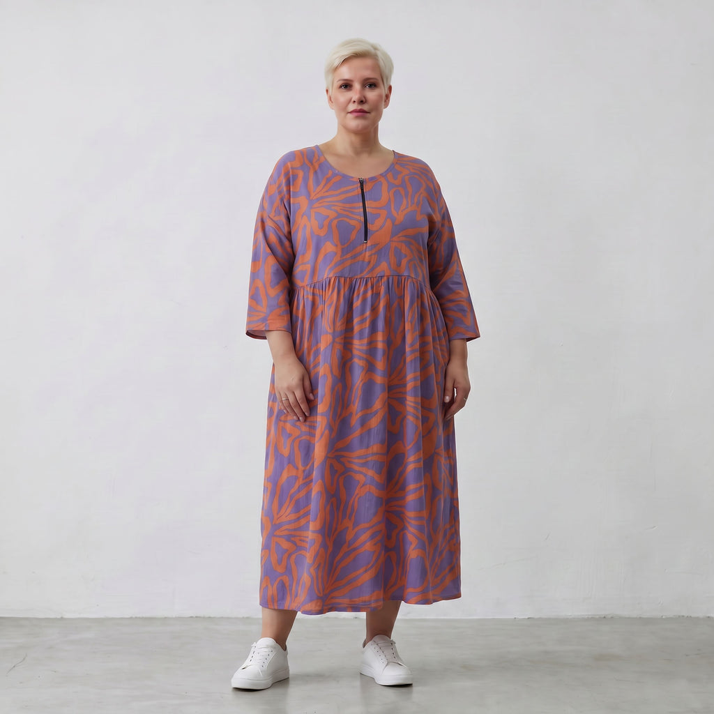 AKH Fashion Kleid 6677 BahiaOla, Lila-Orange