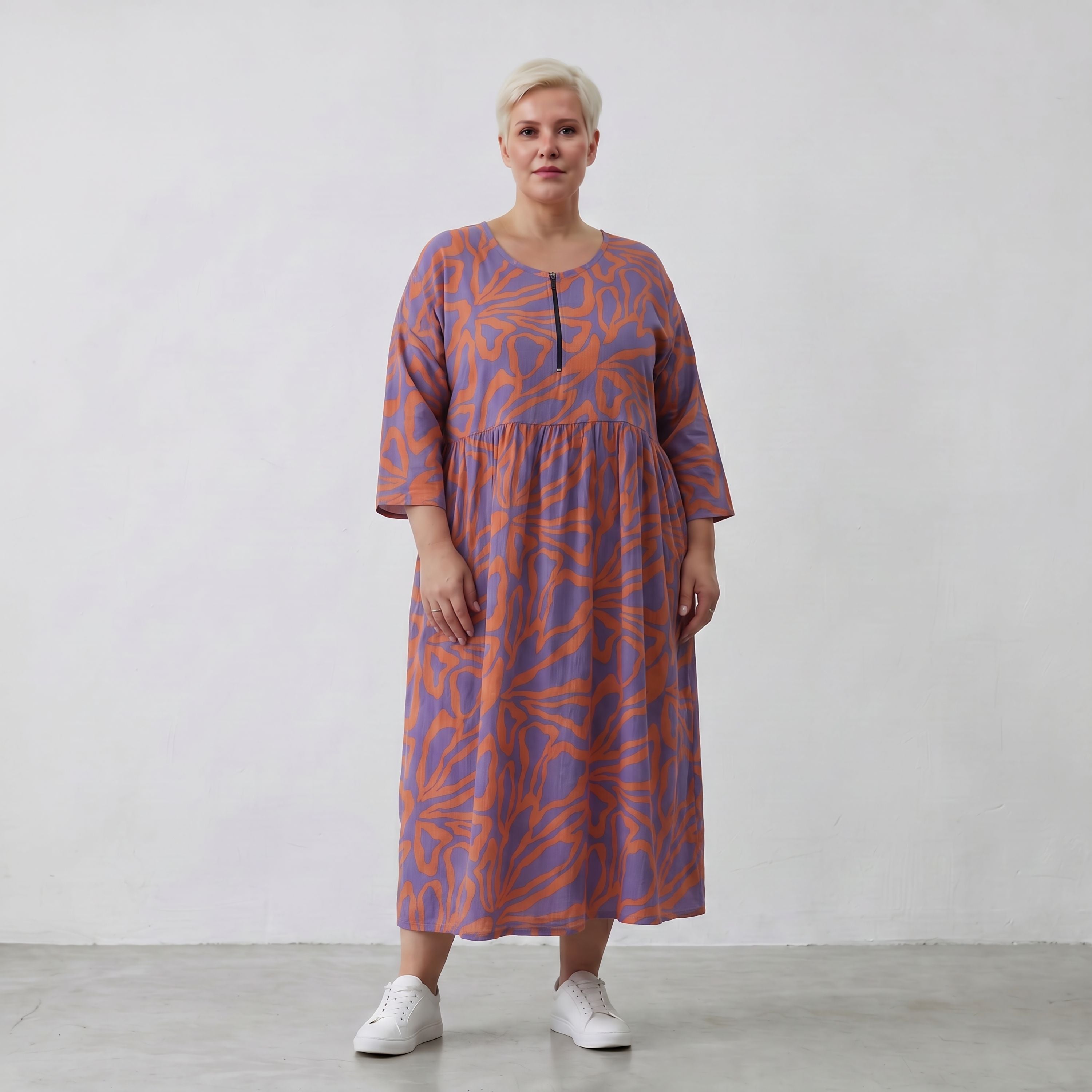 AKH Fashion Kleid 6677 BahiaOla, Lila-Orange