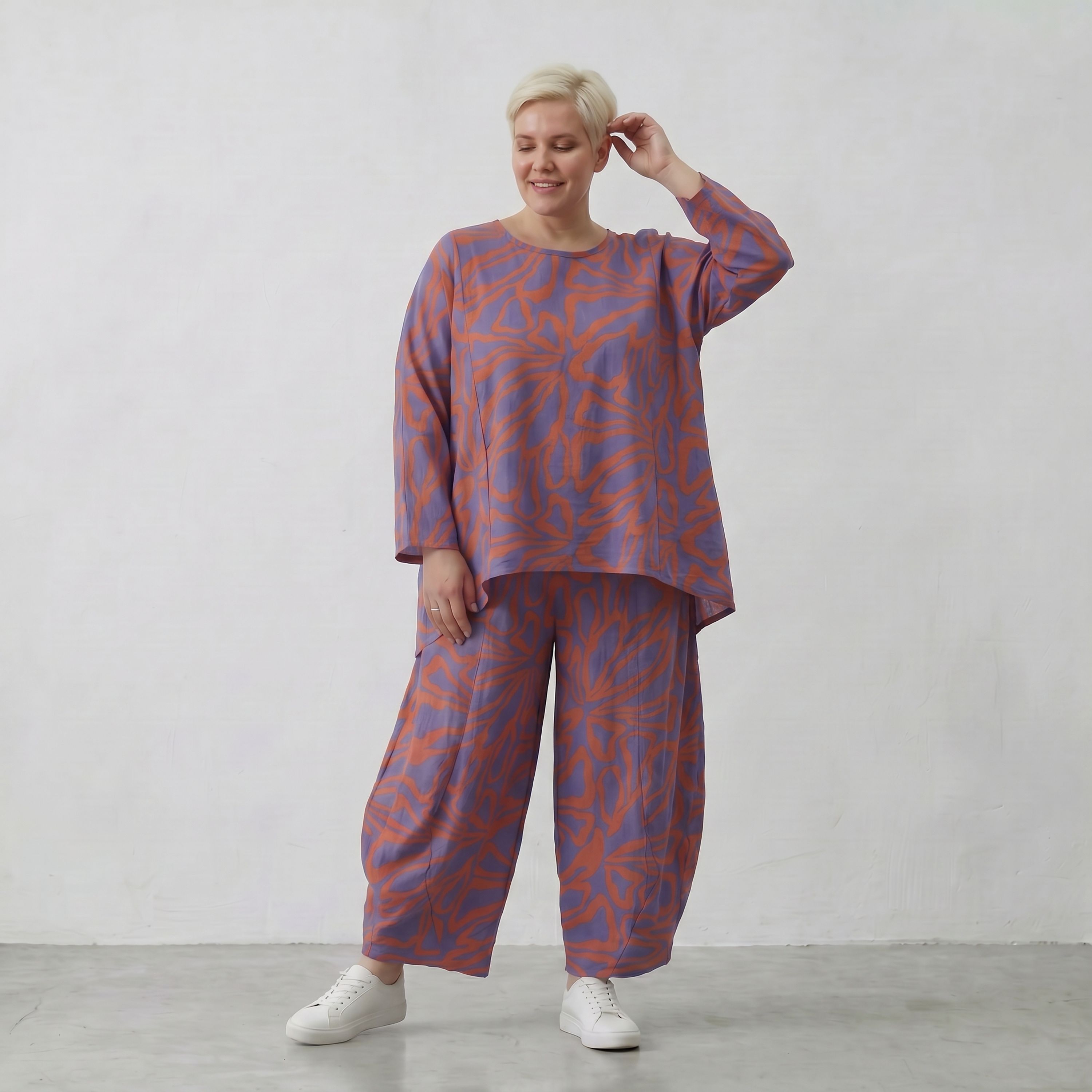 AKH Fashion Shirt 6680 BahiaOla, Lila-Orange