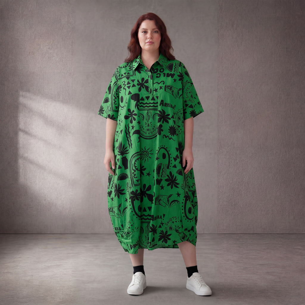 Funky Diva · Kleid · 11313 · Abstrakt · Grün/Schwarz