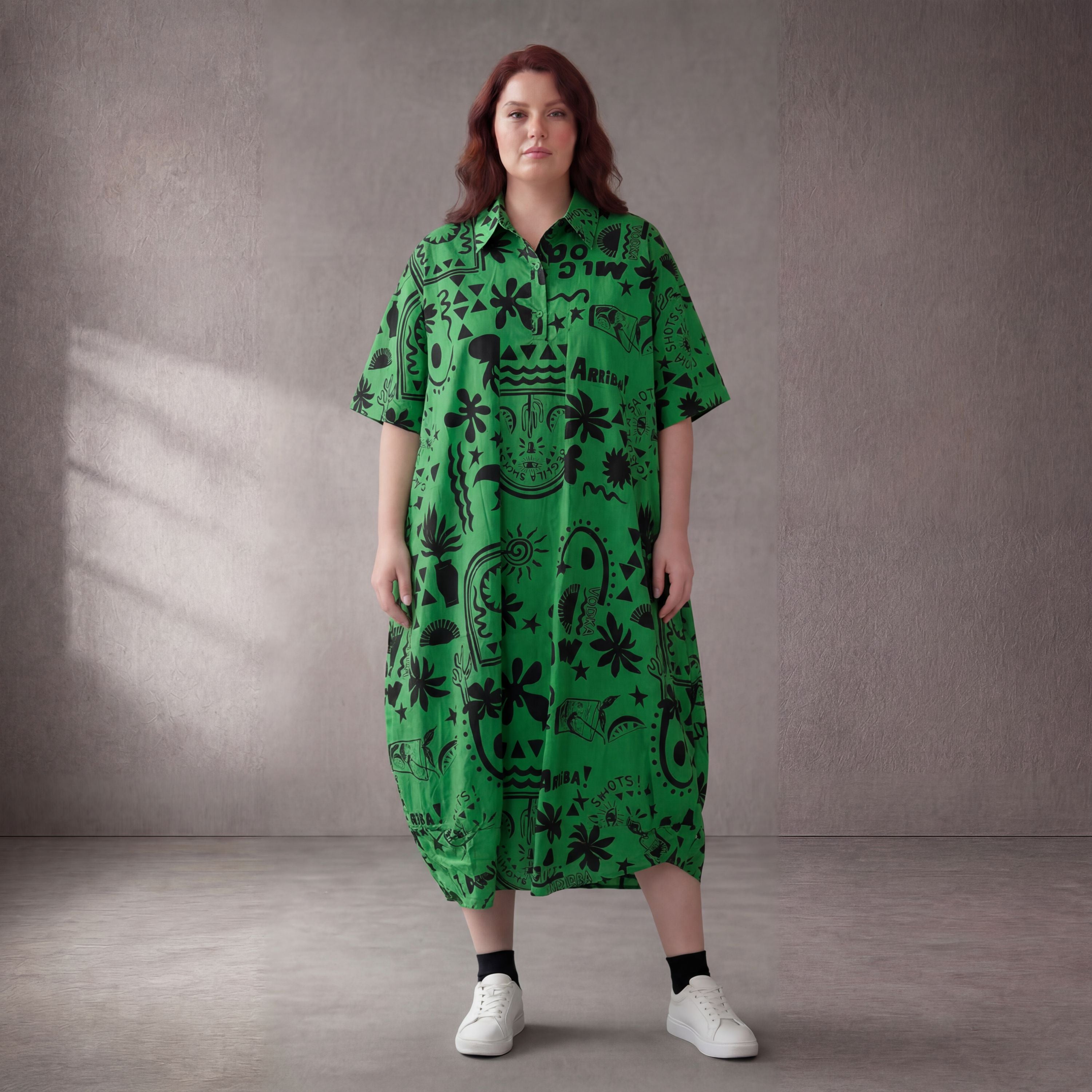 Funky Diva · Kleid · 11313 · Abstrakt · Grün/Schwarz