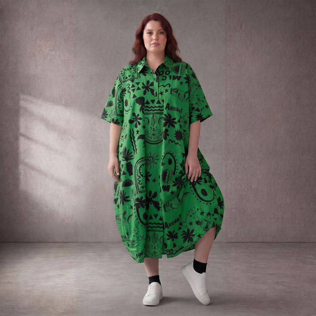 Funky Diva · Kleid · 11313 · Abstrakt · Grün/Schwarz