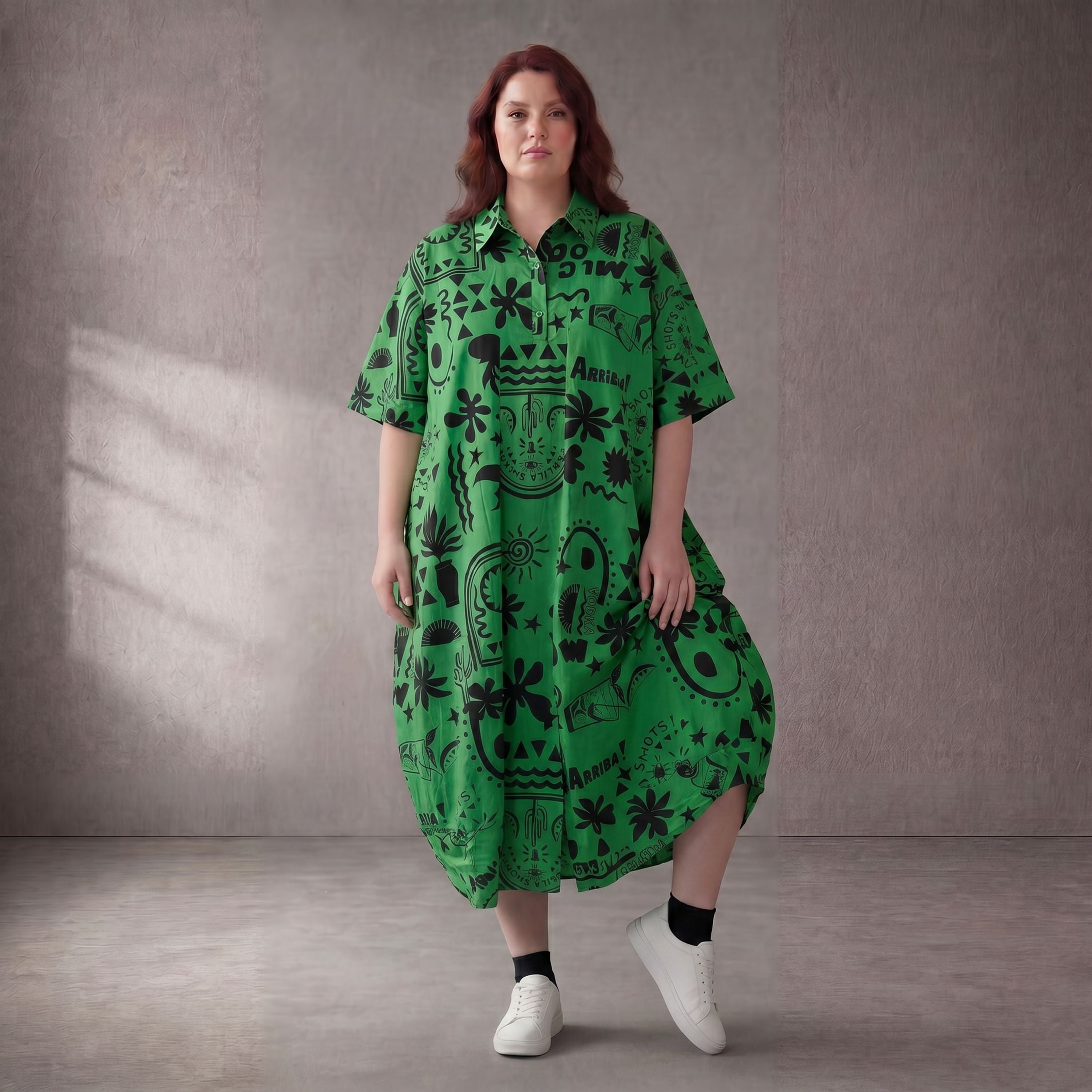 Funky Diva · Kleid · 11313 · Abstrakt · Grün/Schwarz