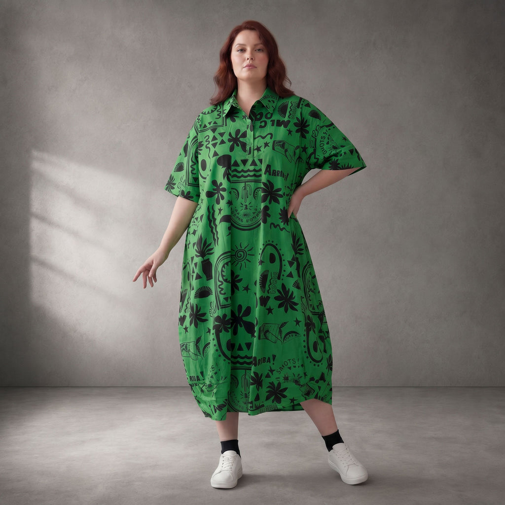 Funky Diva · Kleid · 11313 · Abstrakt · Grün/Schwarz