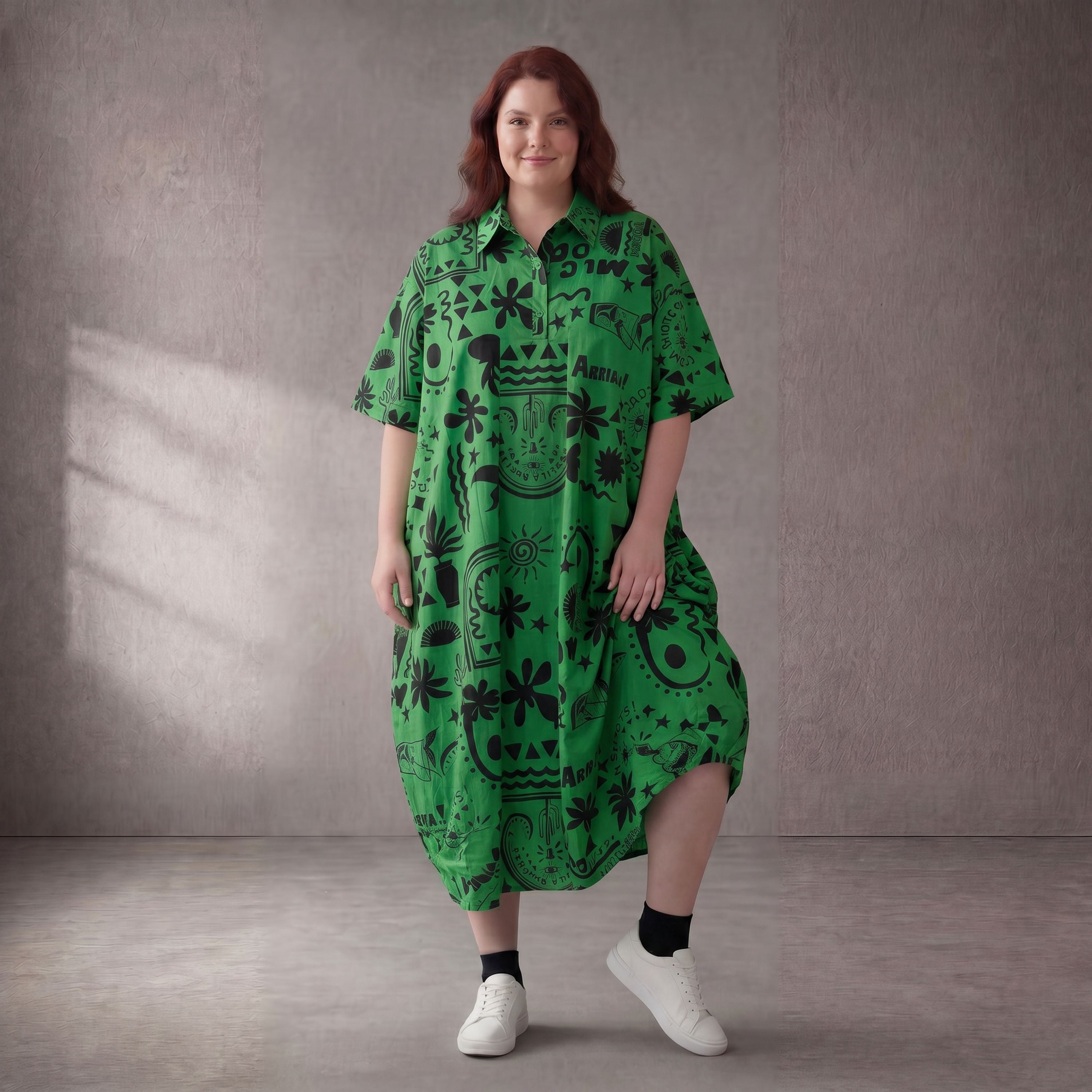 Funky Diva · Kleid · 11313 · Abstrakt · Grün/Schwarz