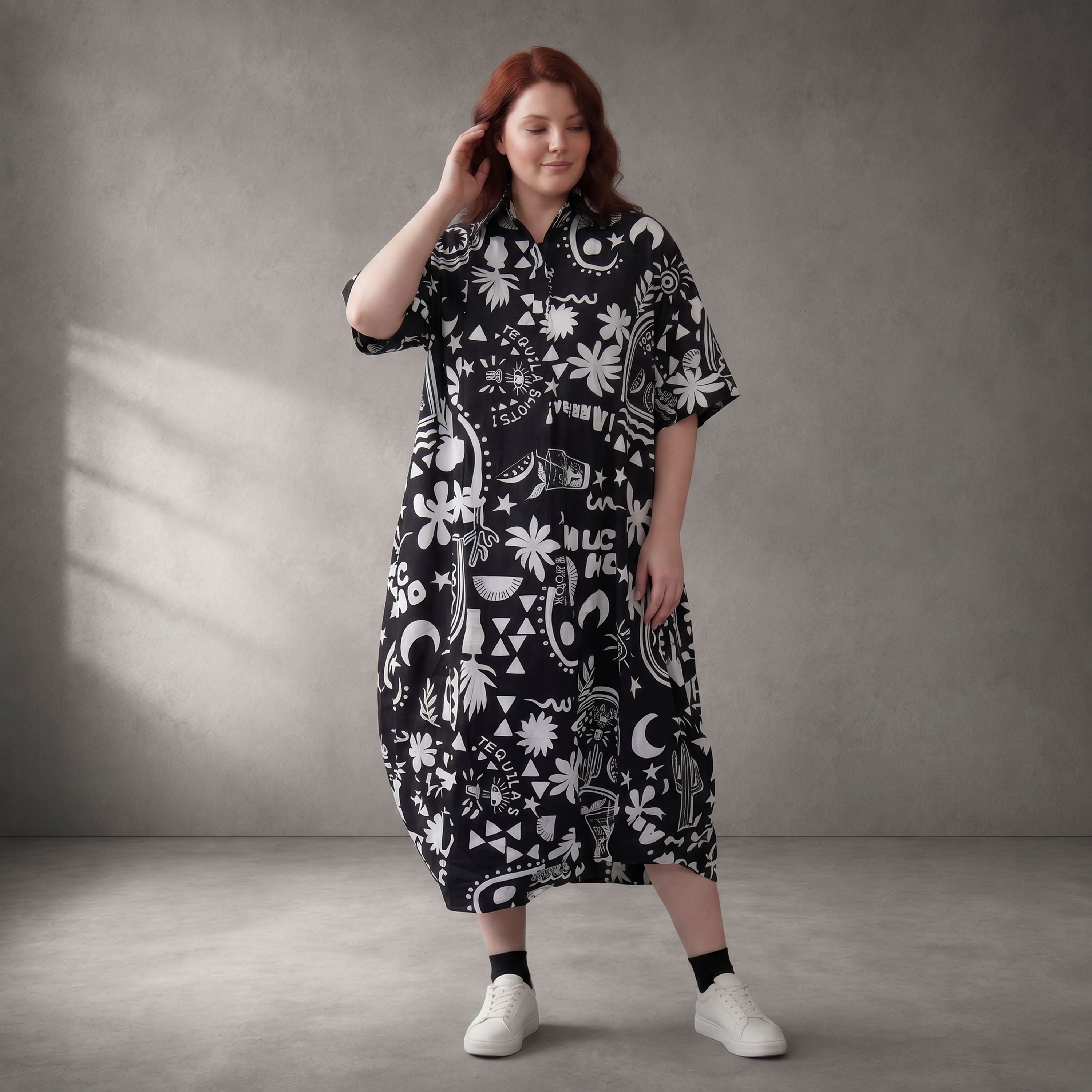 Funky Diva · Kleid · 11313 · Abstrakt · Schwarz/Weiß