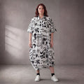 Funky Diva · Kleid · 11313 · Abstrakt · Weiß/Schwarz