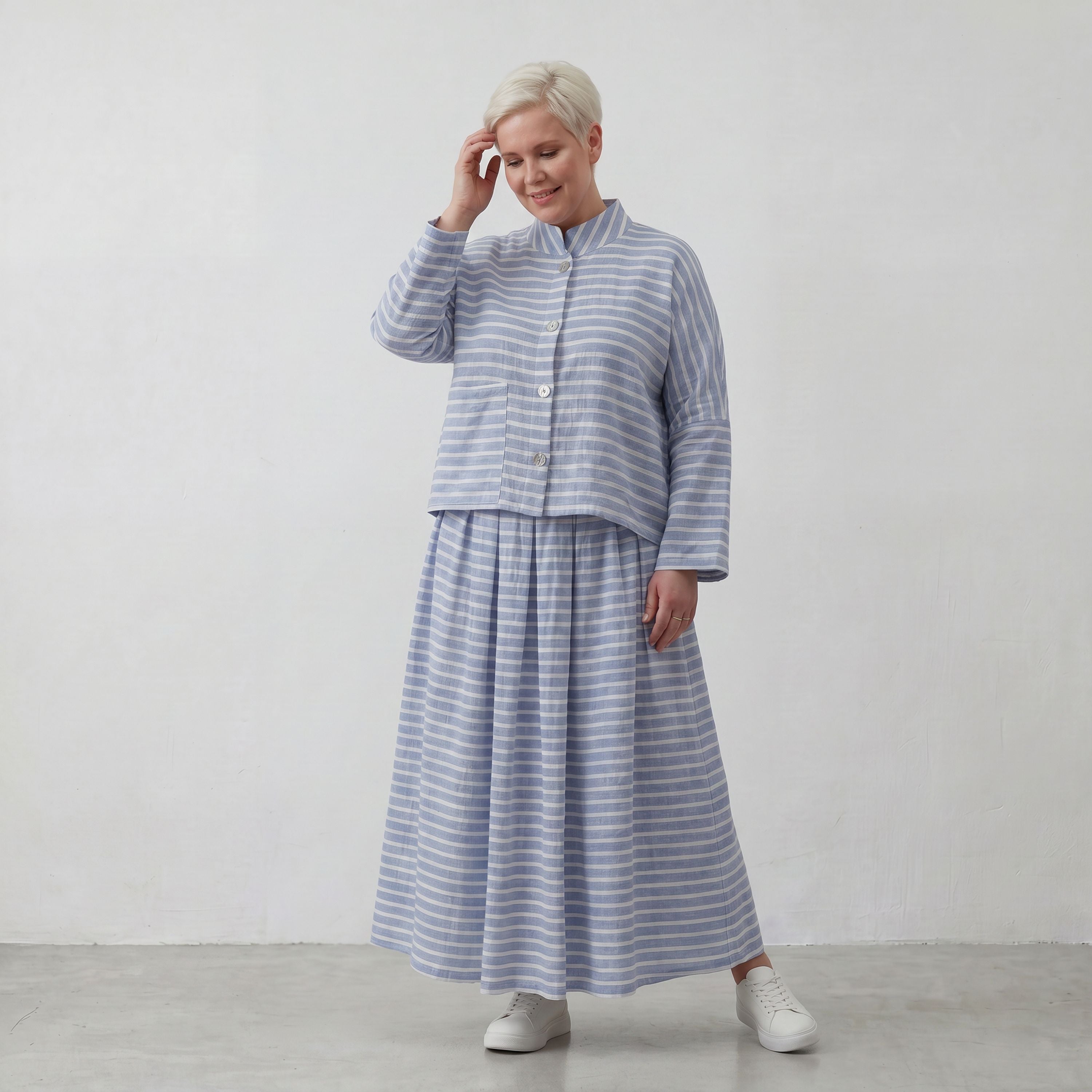 AKH Fashion Jacke 6929 Breezy, Blau-Weiß
