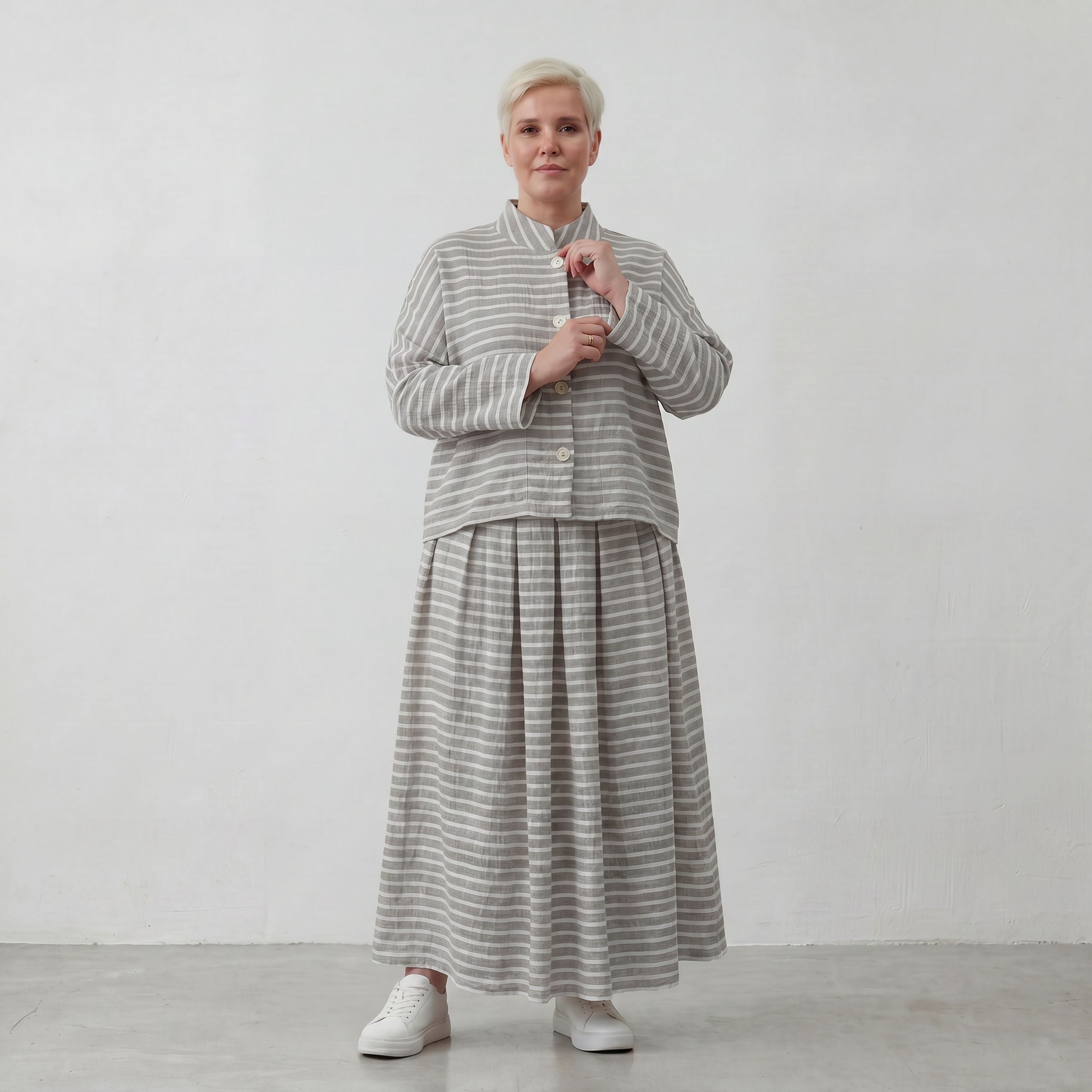 AKH Fashion 6929-Breezy, Grau-Weiß