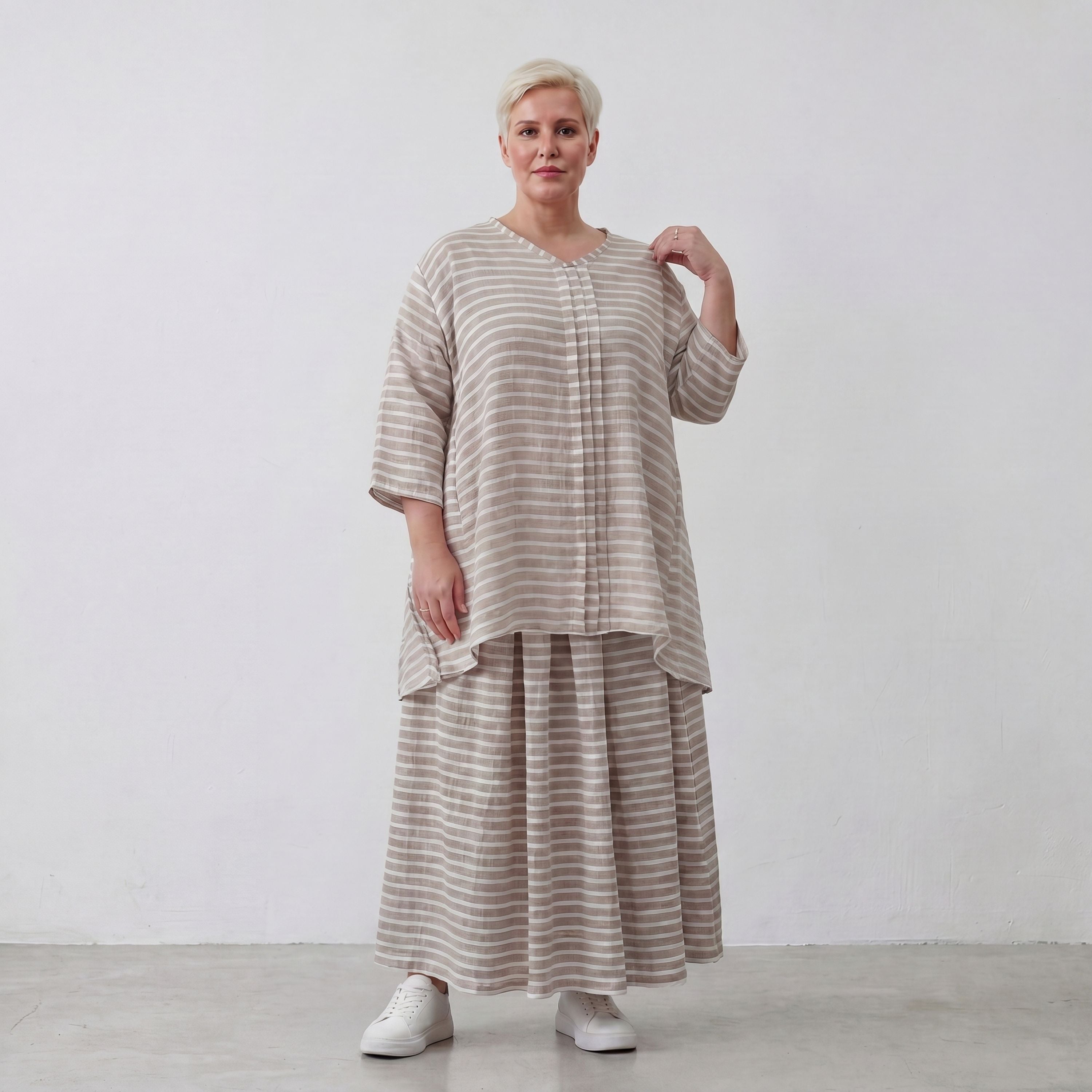 AKH Fashion Shirt 7069 Breezy, Sand-Weiß