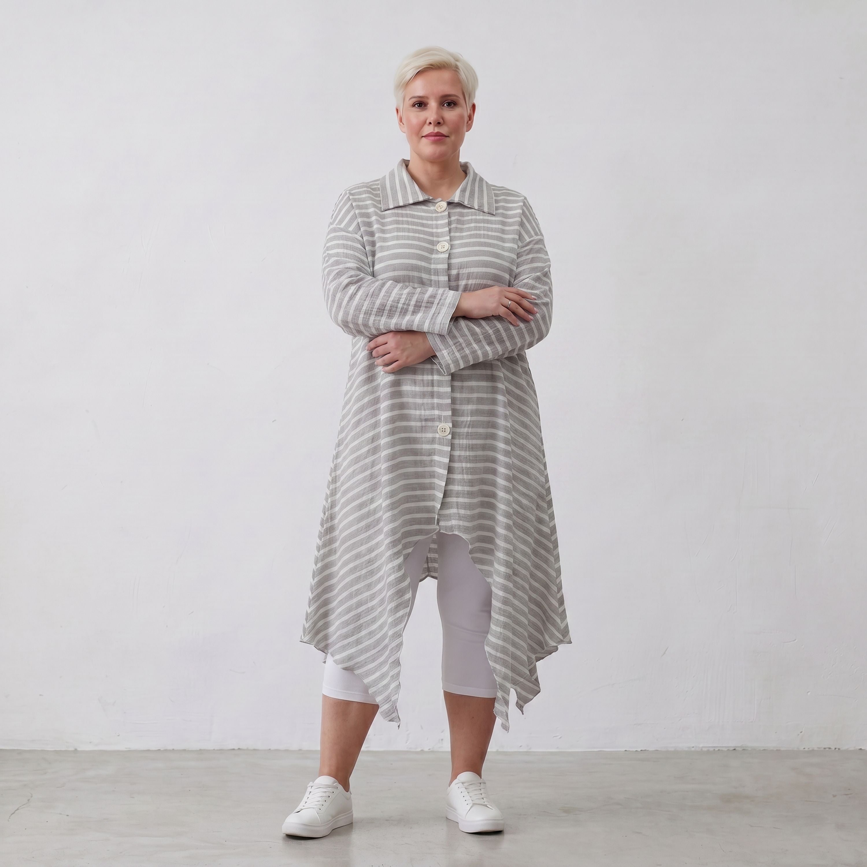 AKH Fashion Jacke 7135 Breezy, Grau-Weiß