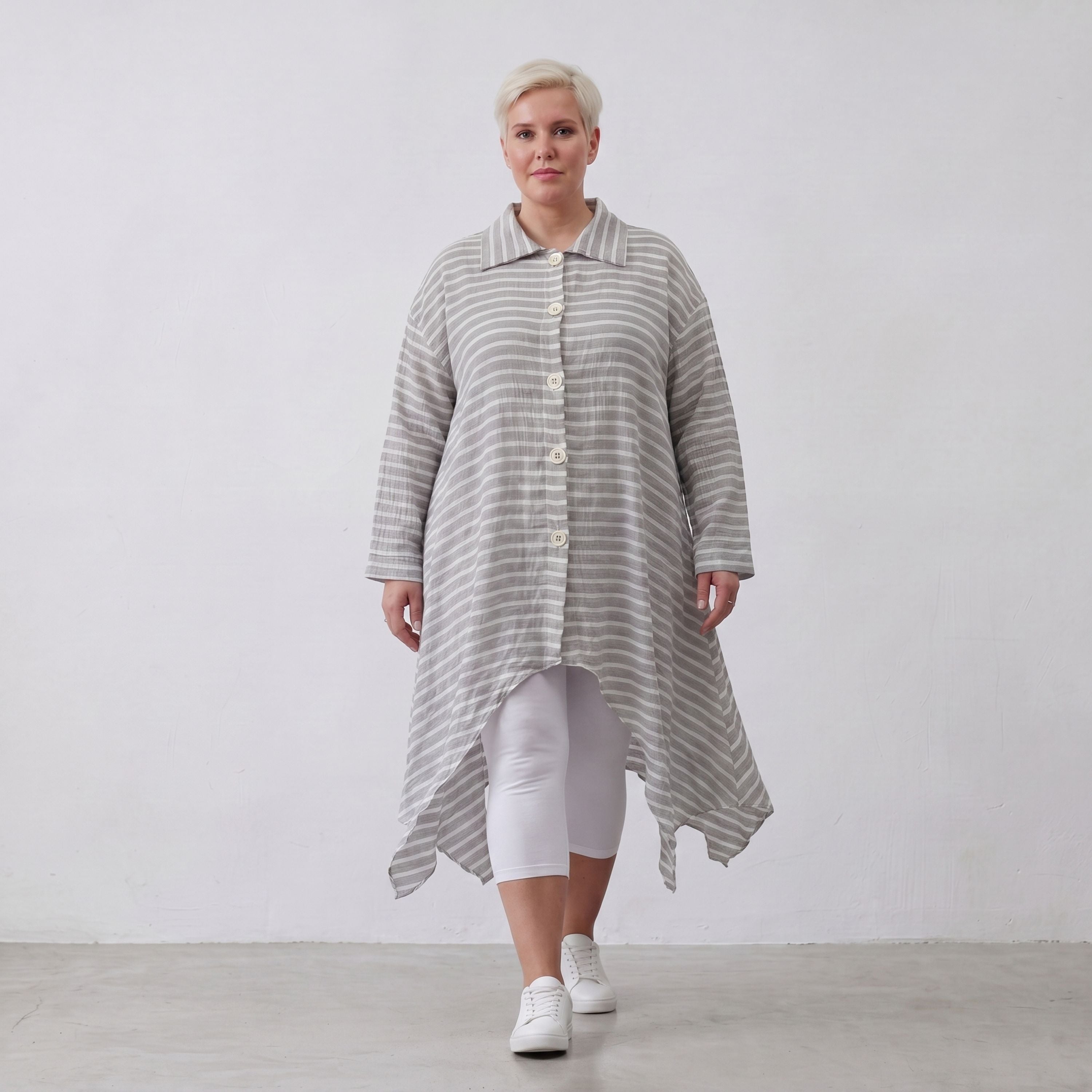 AKH Fashion Jacke 7135 Breezy, Grau-Weiß