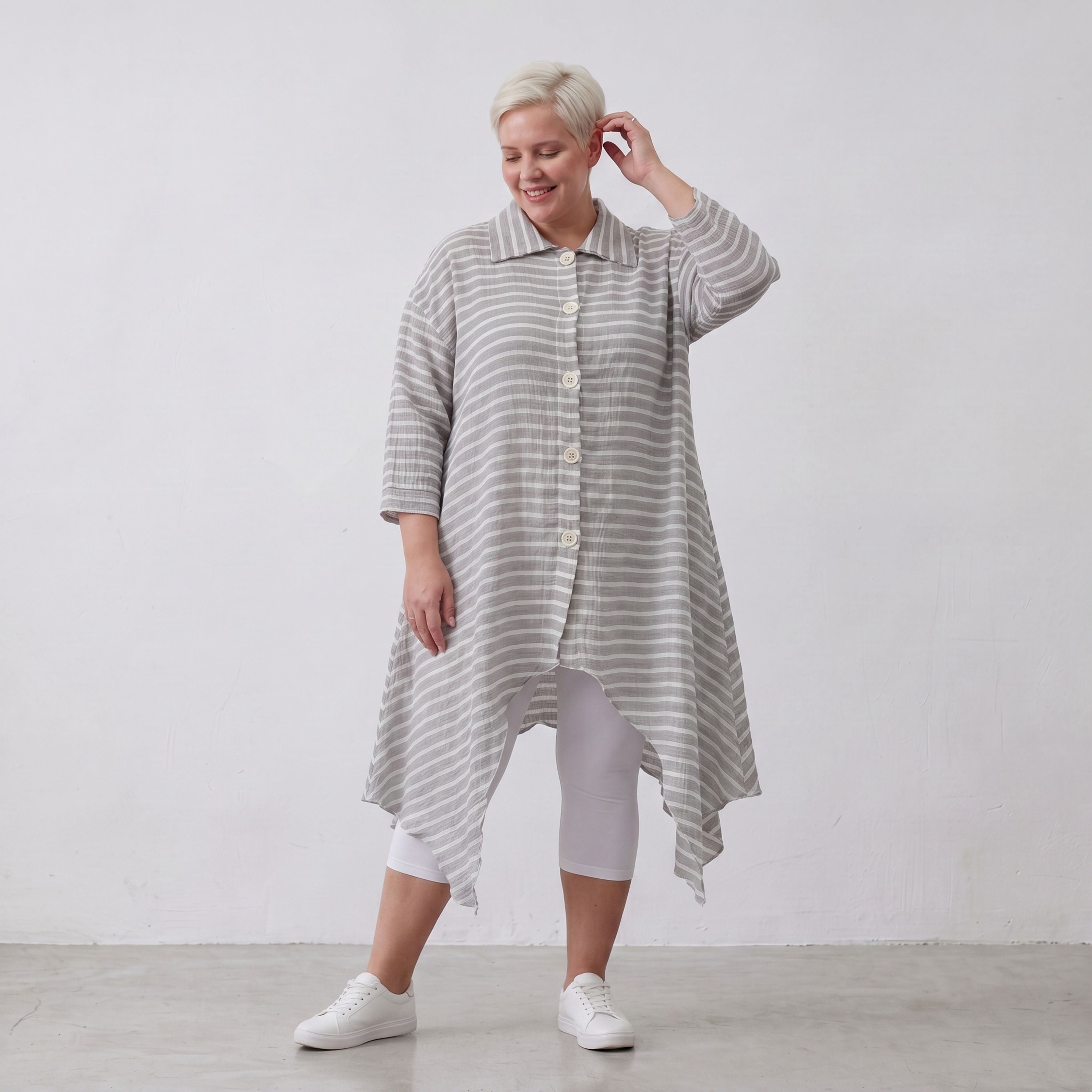AKH Fashion Jacke 7135 Breezy, Grau-Weiß