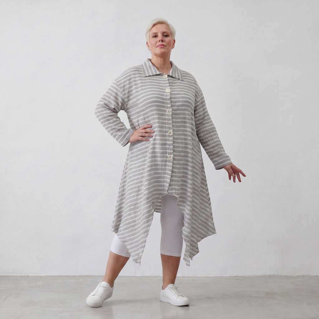 AKH Fashion Jacke 7135 Breezy, Grau-Weiß