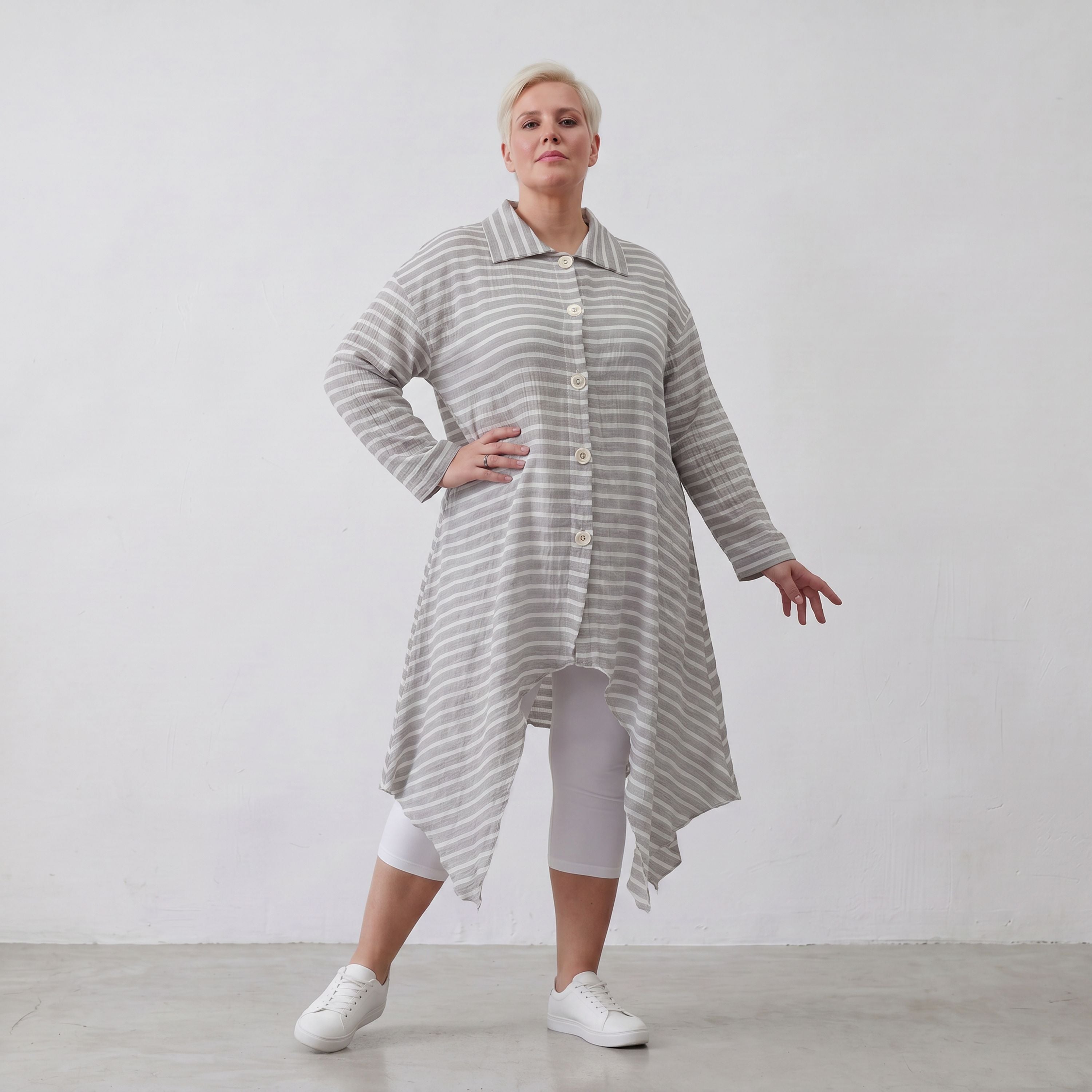 AKH Fashion Jacke 7135 Breezy, Grau-Weiß