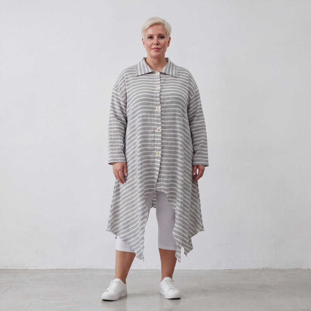 AKH Fashion Jacke 7135 Breezy, Grau-Weiß