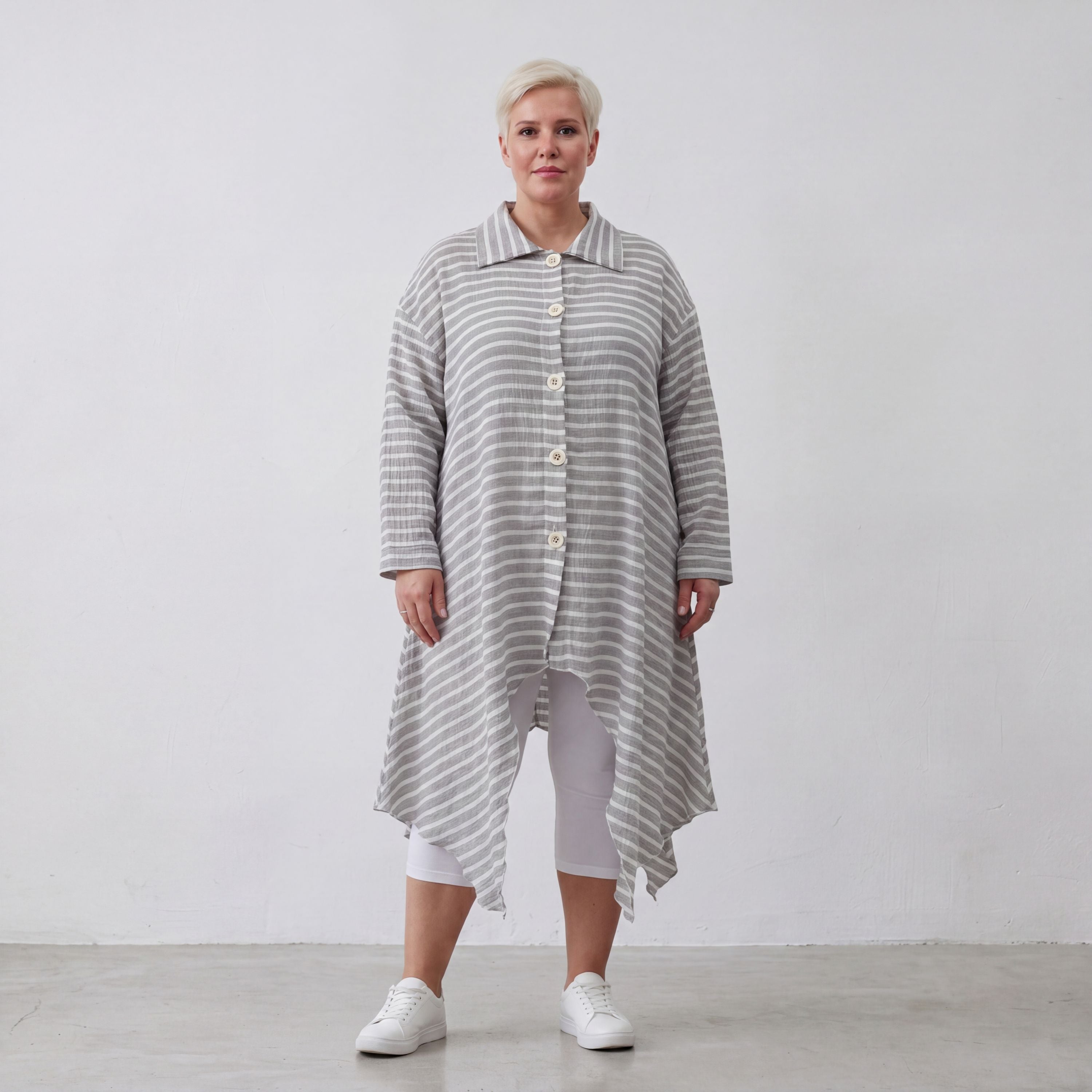 AKH Fashion Jacke 7135 Breezy, Grau-Weiß