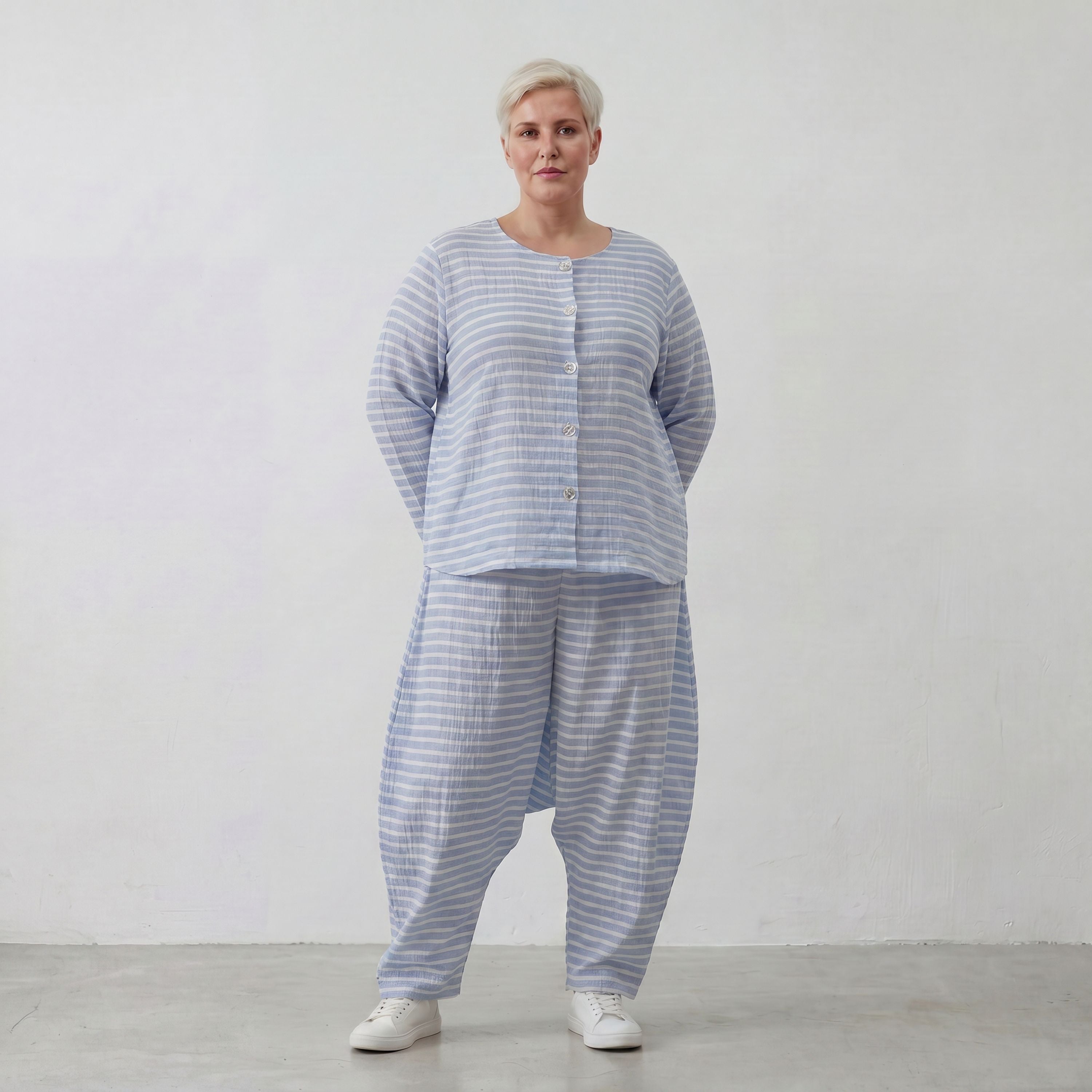 AKH Fashion Hose 7196 Breezy, Blau-Weiß