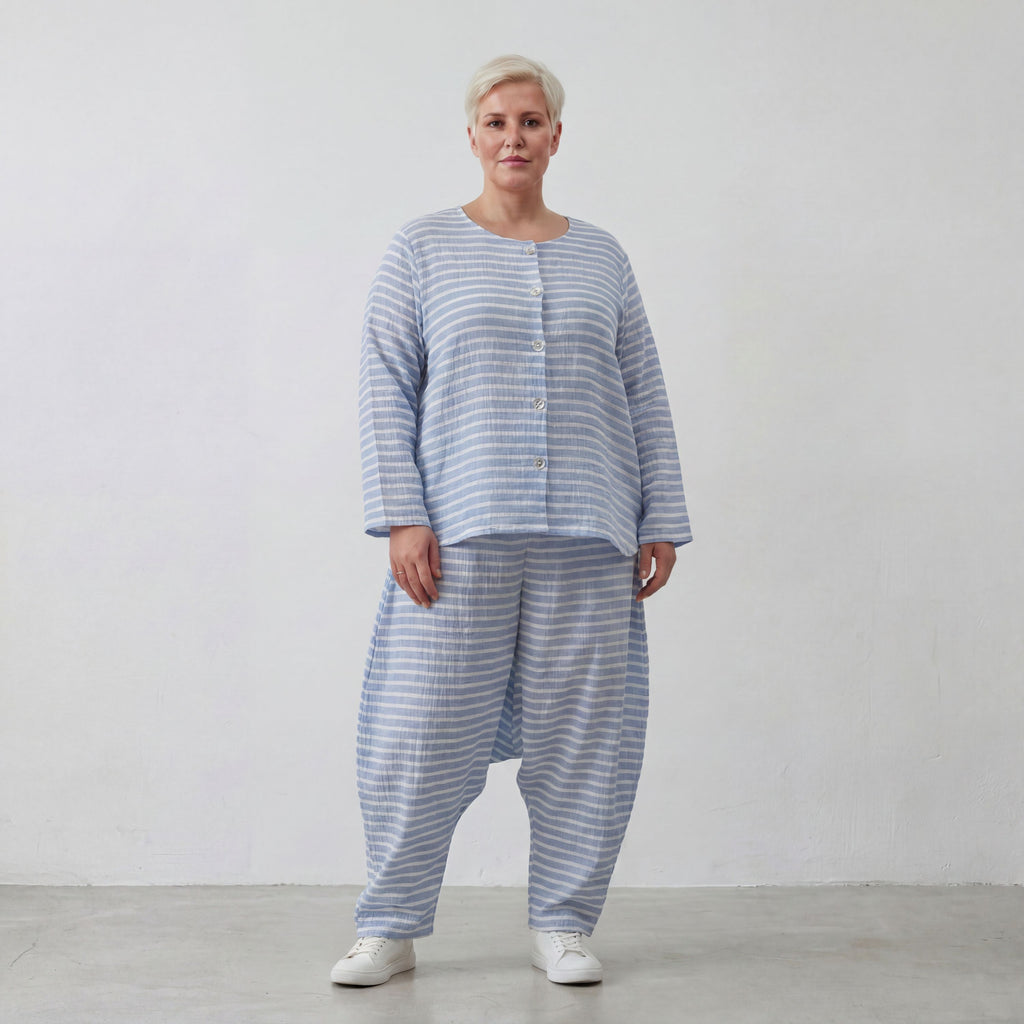 AKH Fashion Hose 7196 Breezy, Blau-Weiß