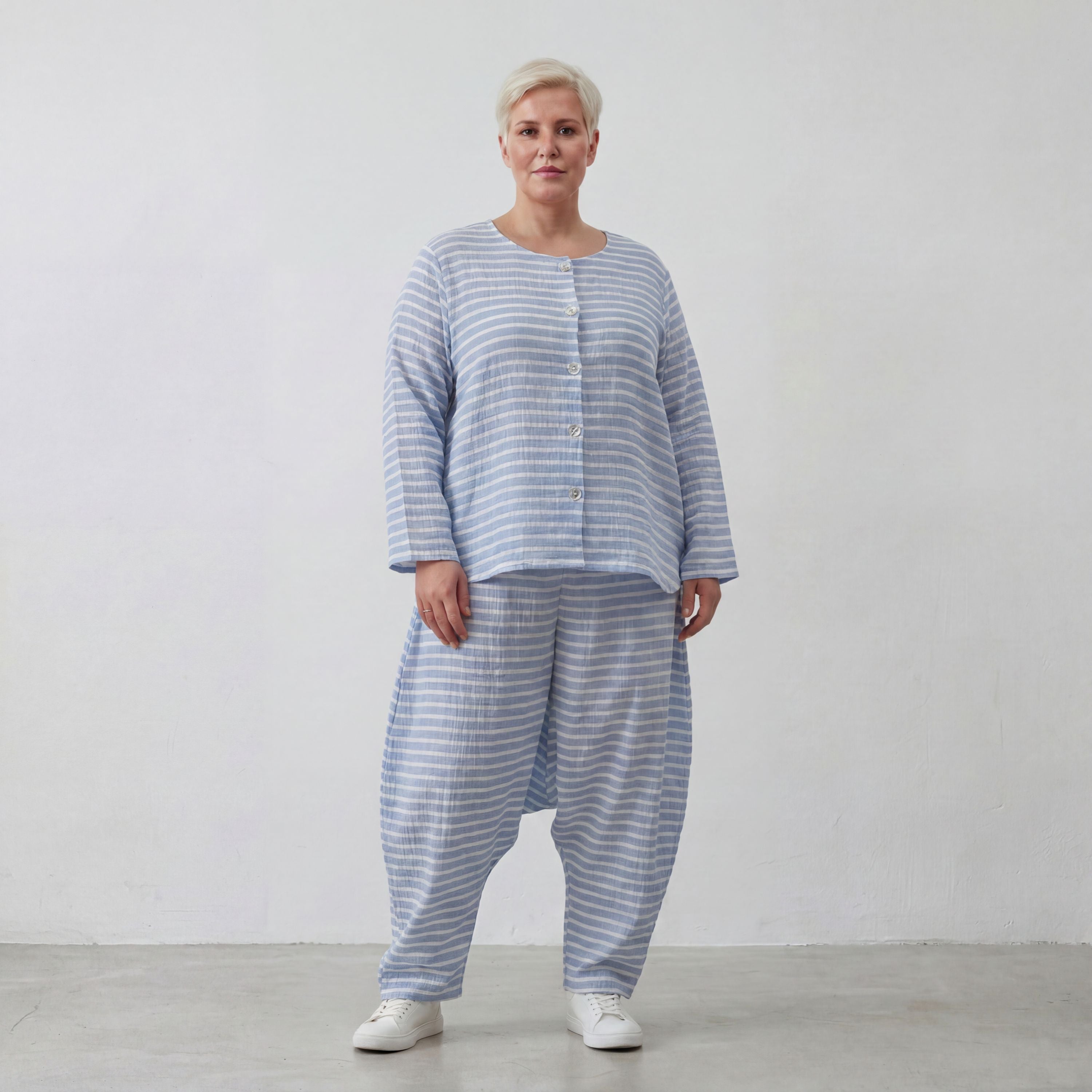 AKH Fashion Hose 7196 Breezy, Blau-Weiß