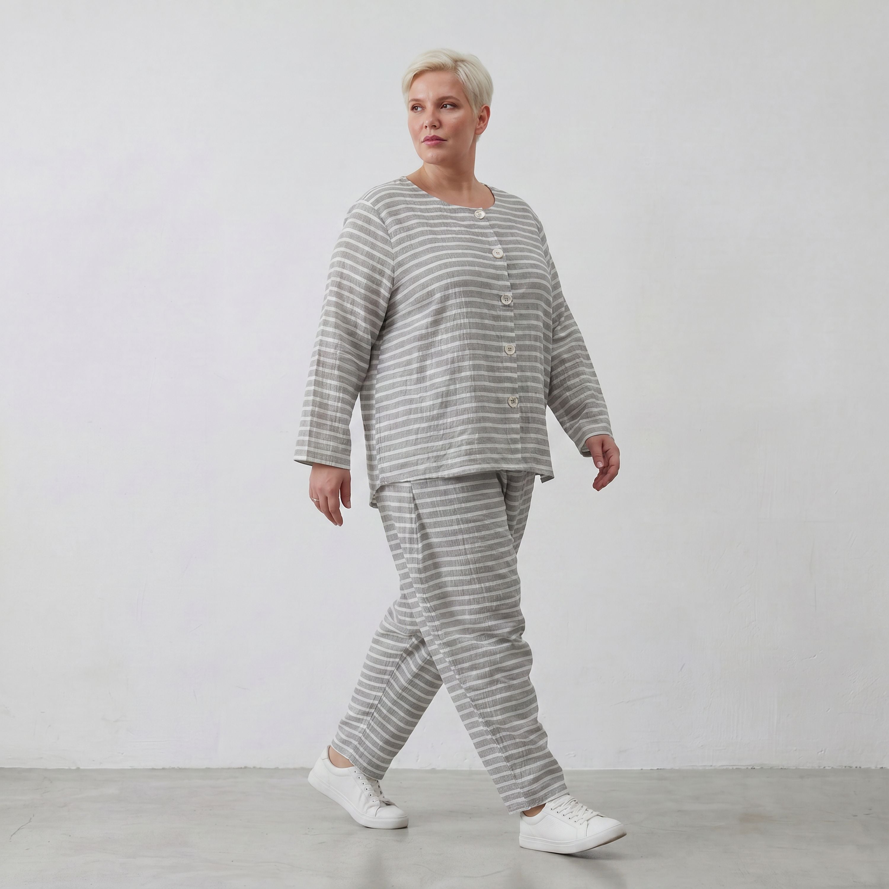 AKH Fashion 7196-Breezy, Grau-Weiß