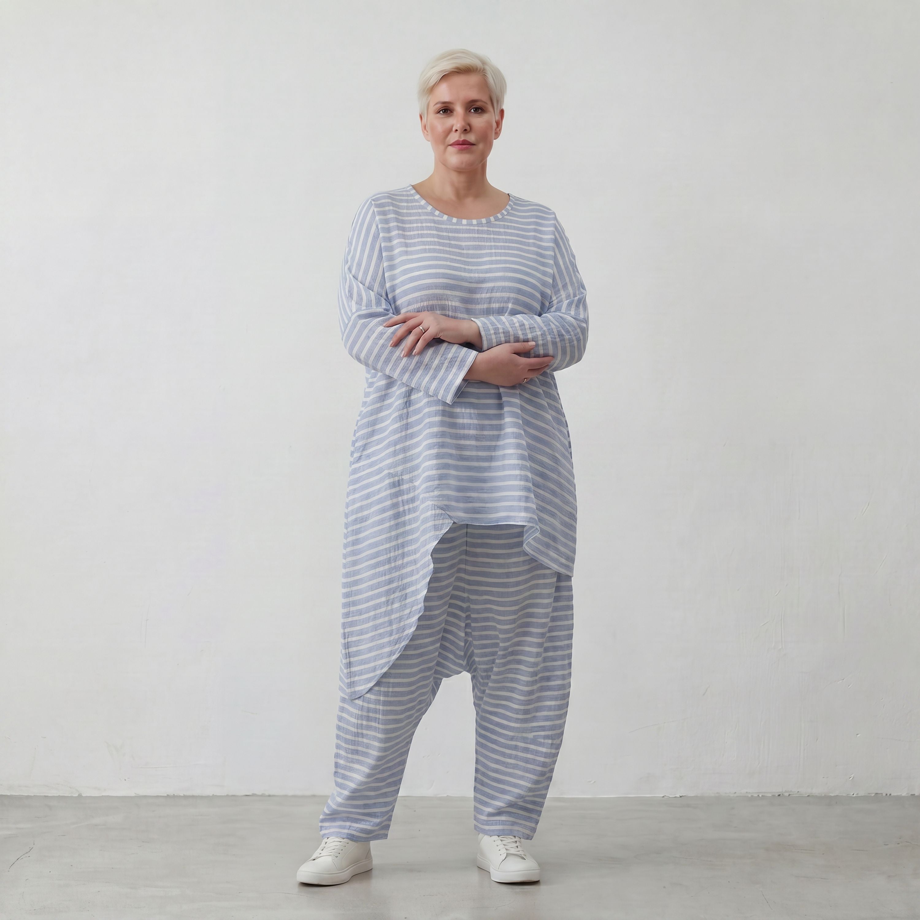 AKH Fashion 7233-Breezy, Blau-Weiß