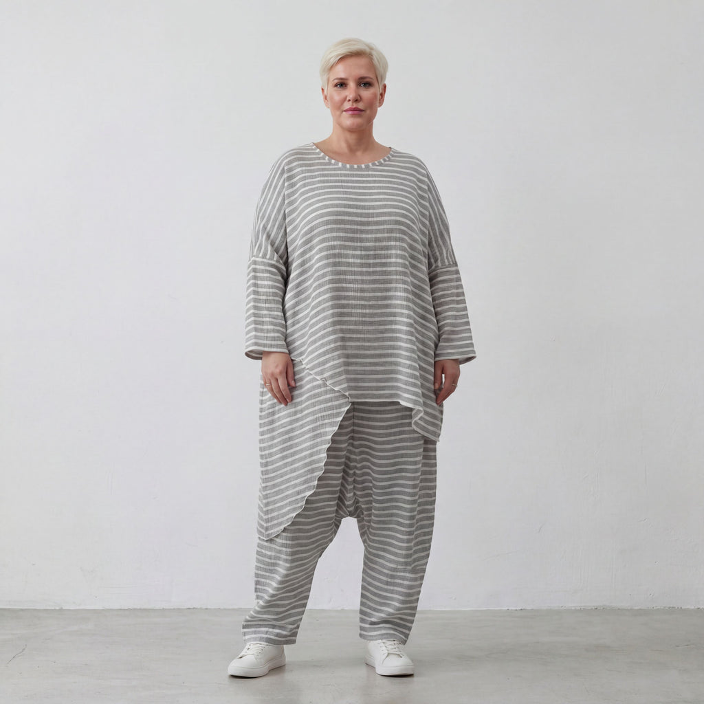AKH Fashion Shirt 7233 Breezy, Grau-Weiß
