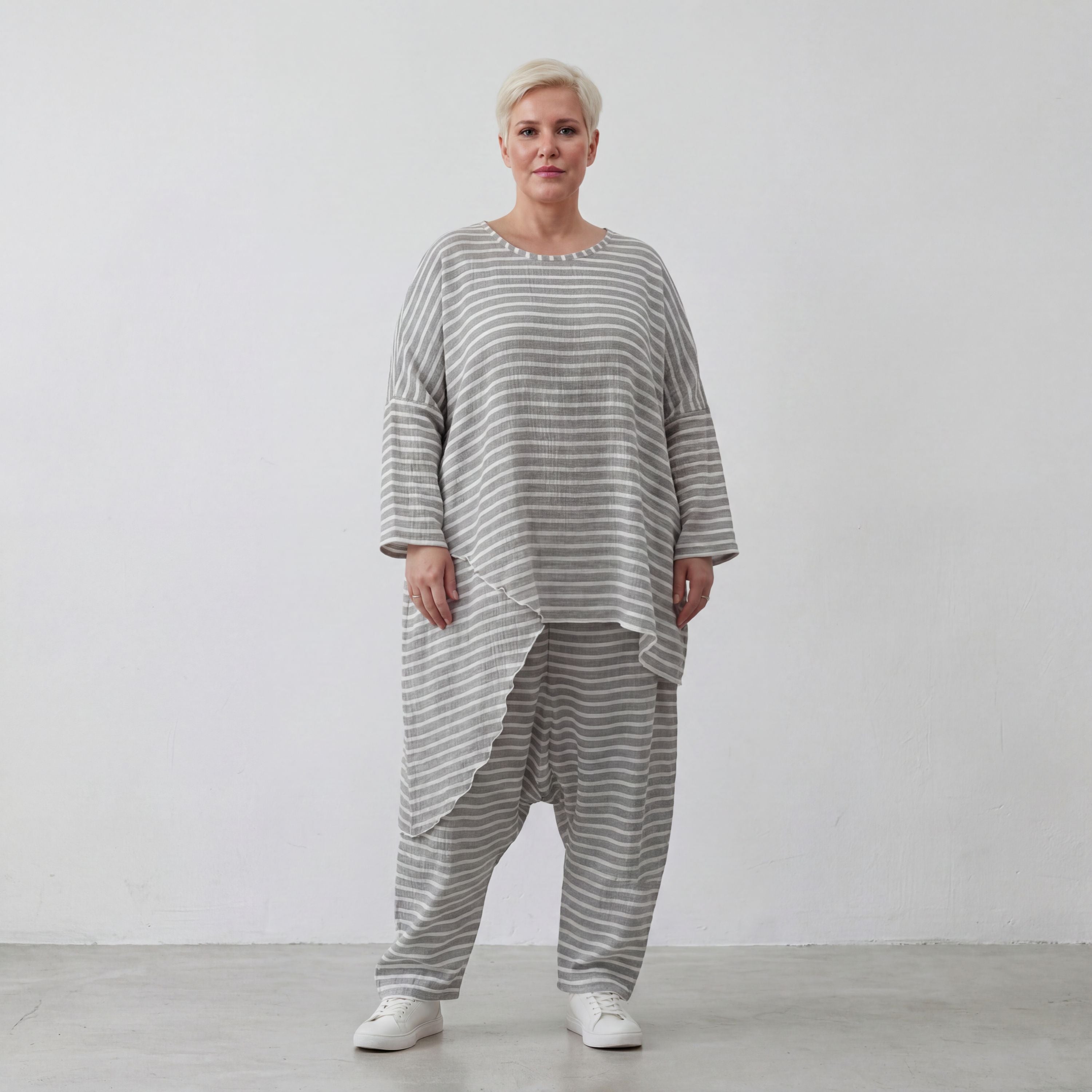 AKH Fashion Shirt 7233 Breezy, Grau-Weiß