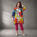 Funky Diva Oversized Brokat-Bluse mit Hemdkragen & 3/4-Arm