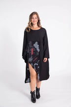Pomme Rouge Kleid C6315, Schwarz/Grau/Rot