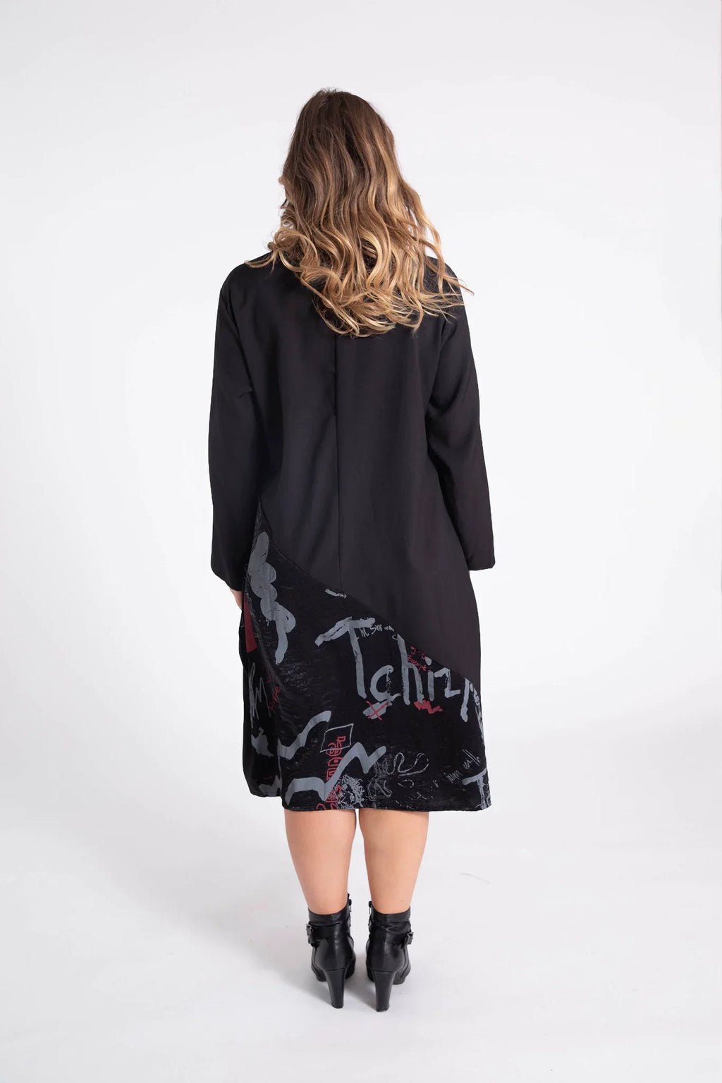 Pomme Rouge Kleid C6315, Schwarz/Grau/Rot