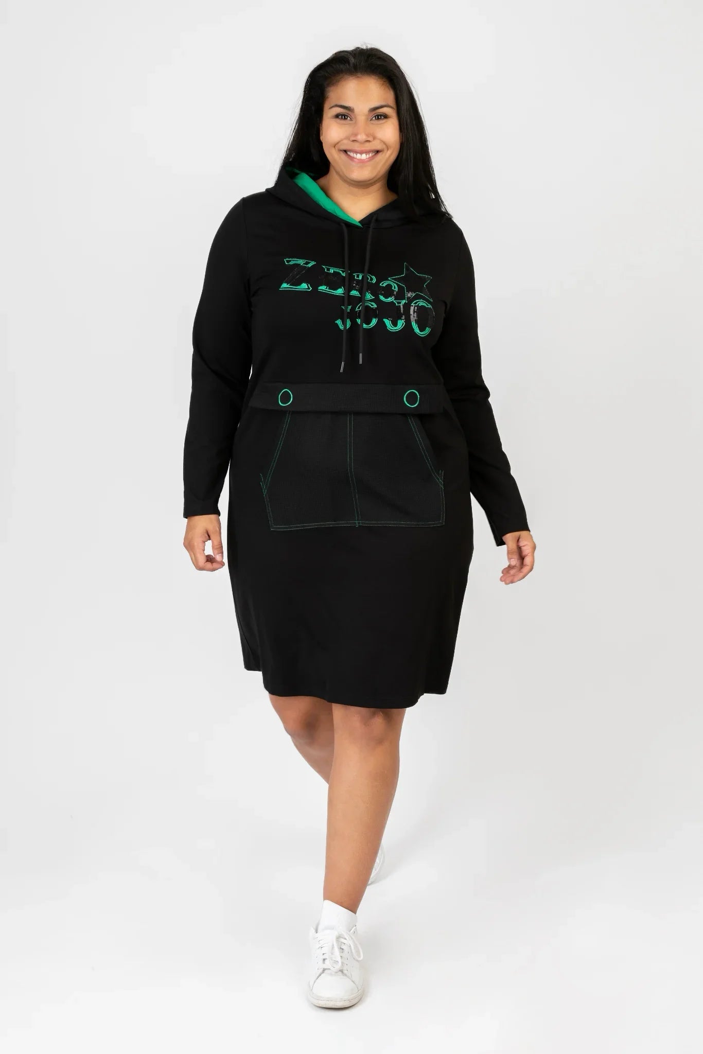 Pomme Rouge Kleid C6586, Schwarz/Grün