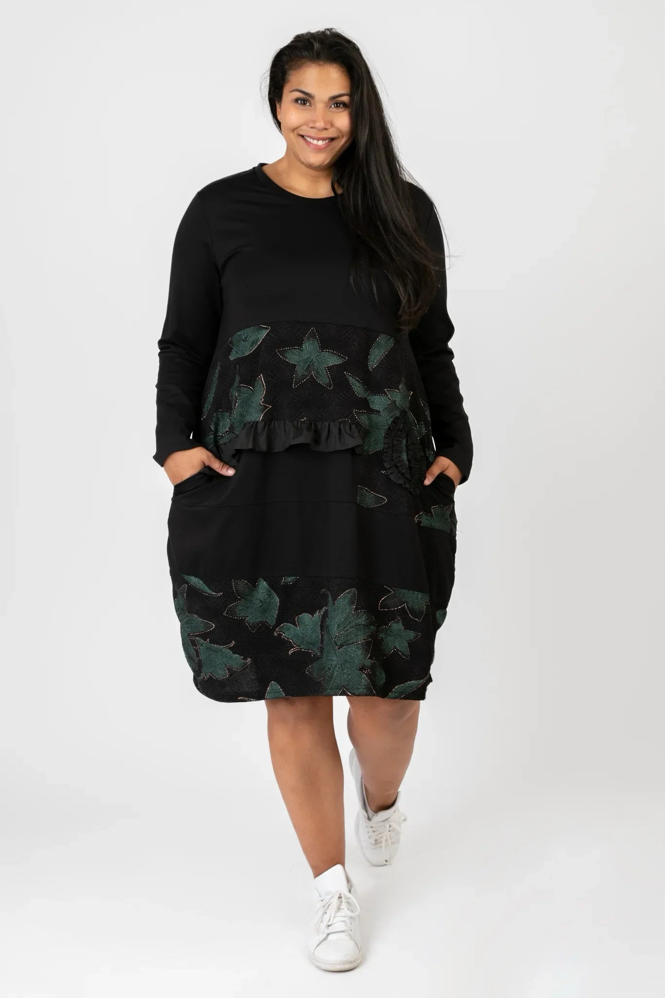 Pomme Rouge Kleid C6623, Schwarz/Grün