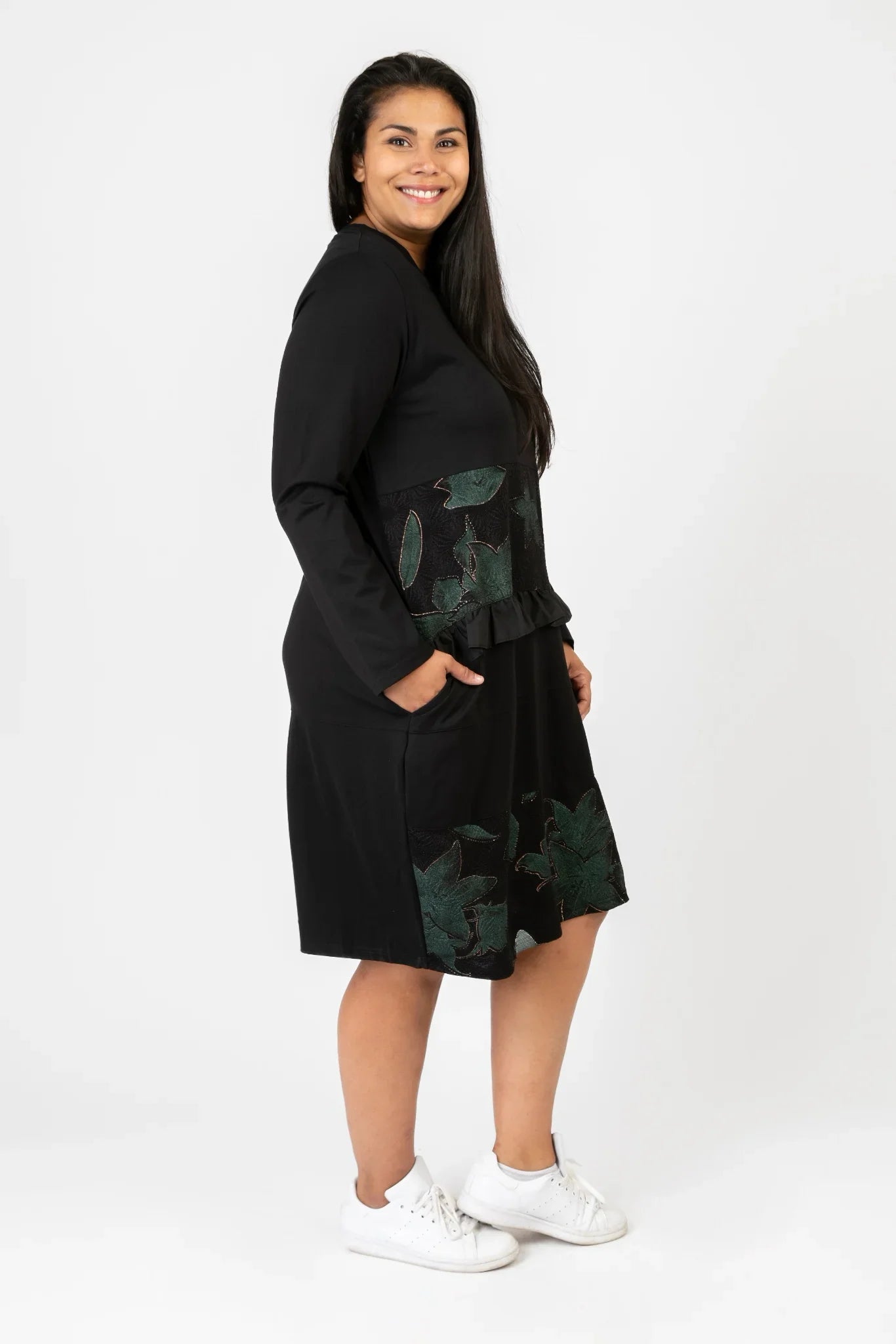 Pomme Rouge Kleid C6623, Schwarz/Grün