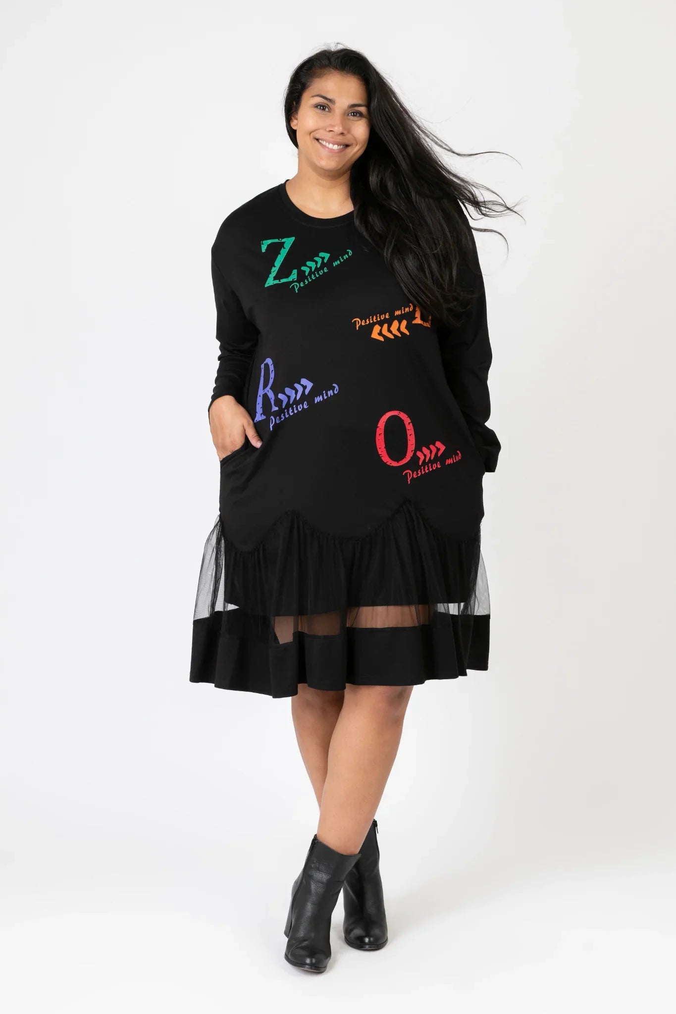 Pomme Rouge Kleid C6630, Schwarz/Multi