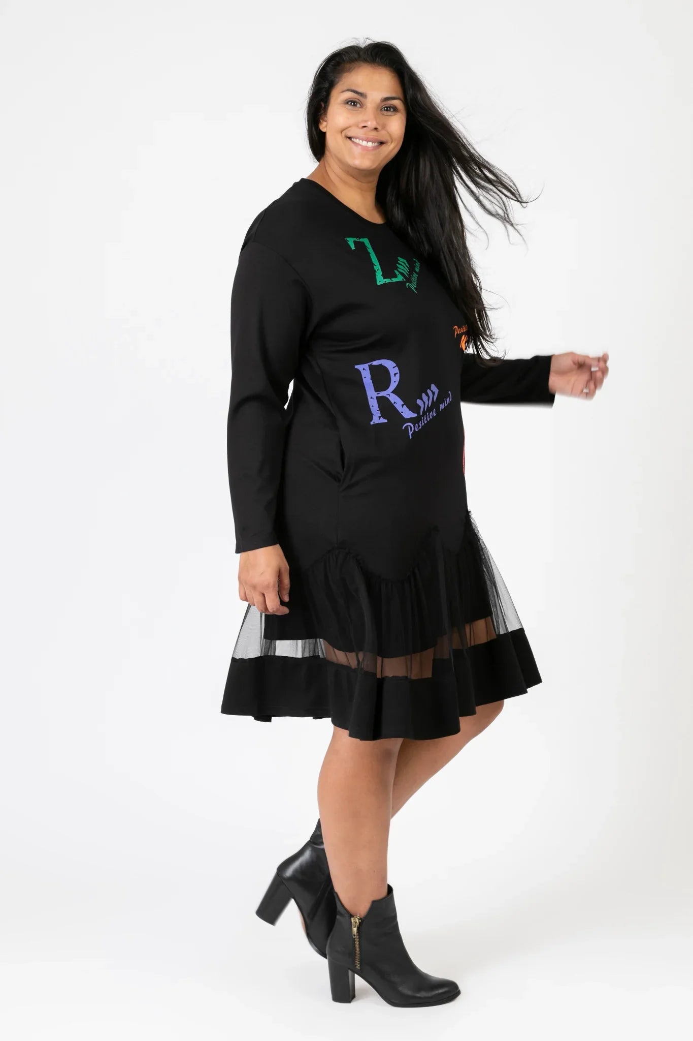 Pomme Rouge Kleid C6630, Schwarz/Multi