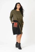 Pomme Rouge Dress C6637, Khaki/Multi