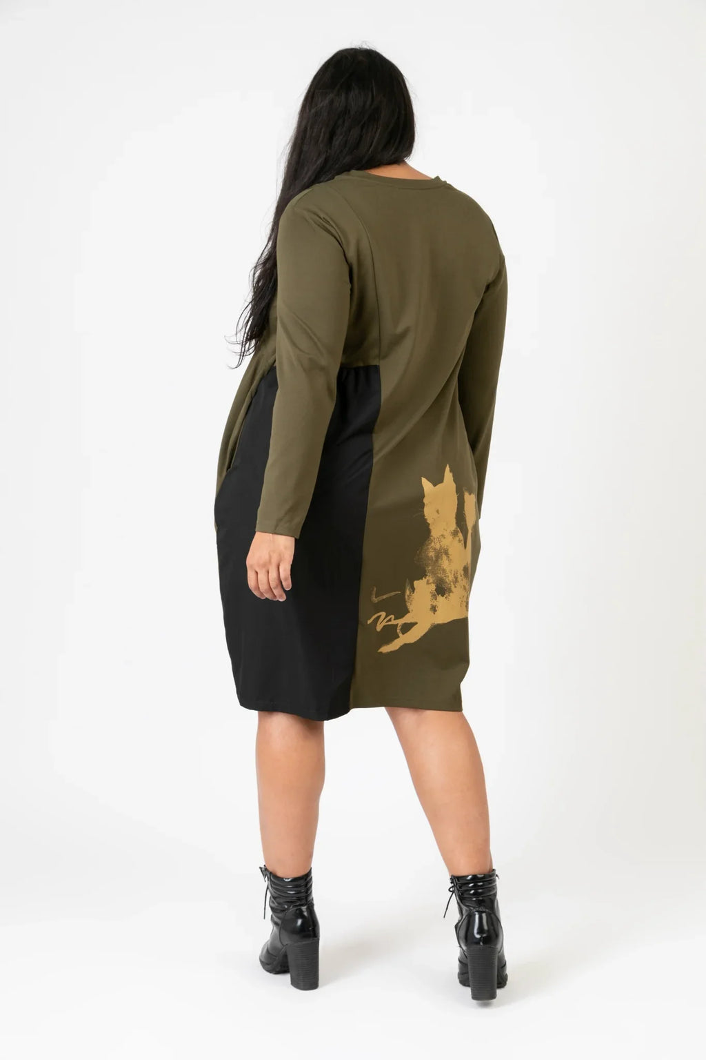 Pomme Rouge Dress C6637, Khaki/Multi