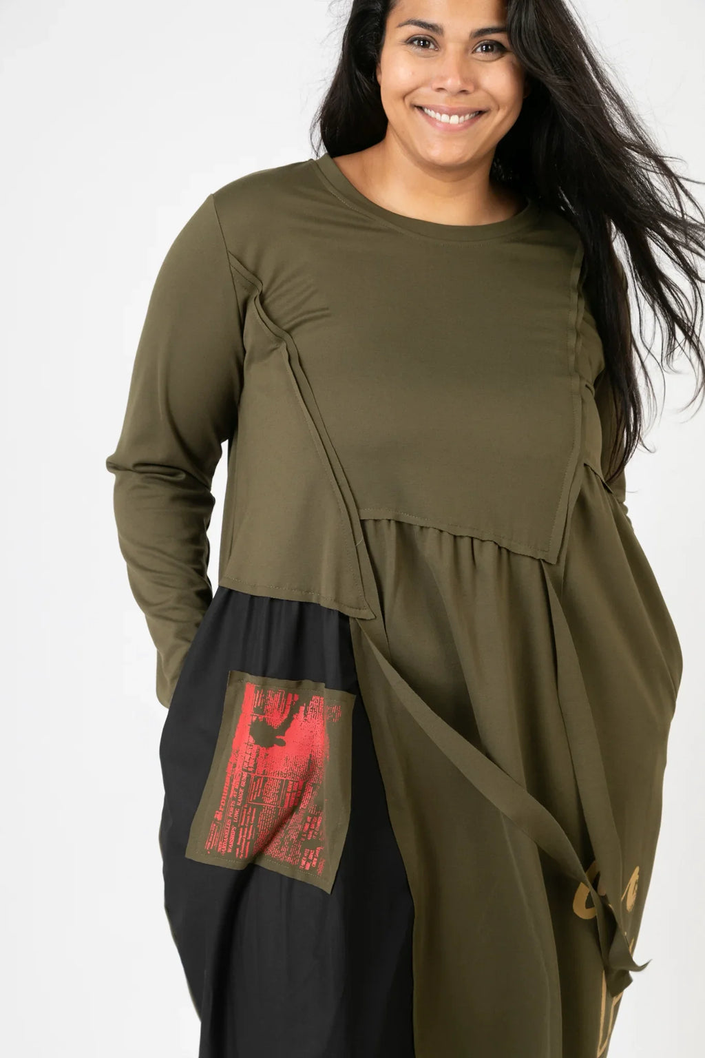 Pomme Rouge Dress C6637, Khaki/Multi