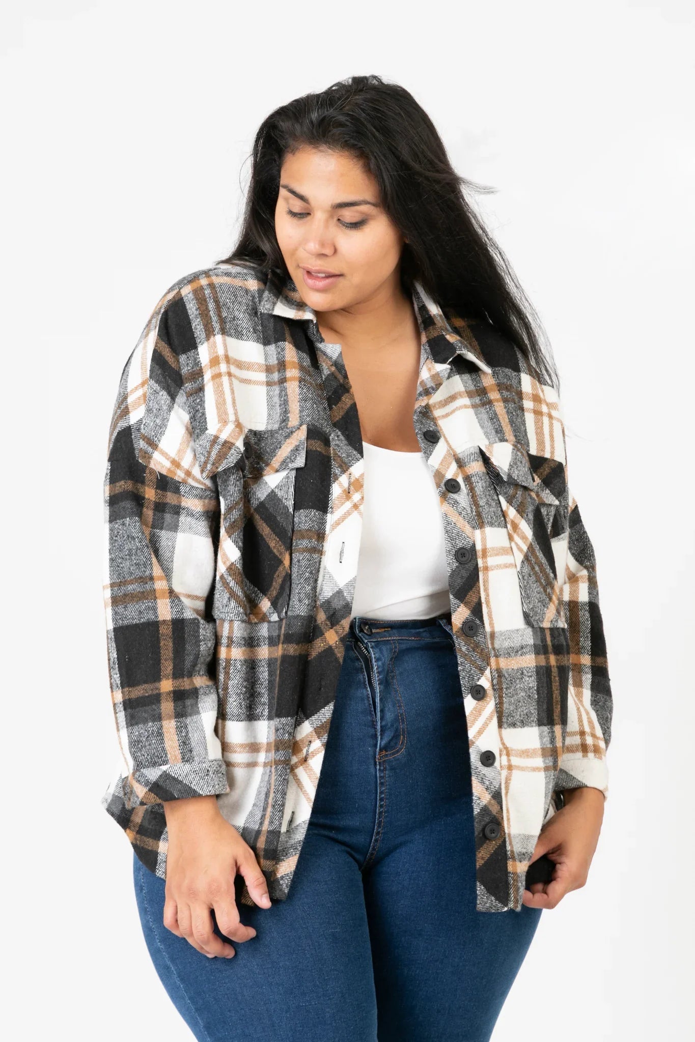 PMR C6650 Jacke, Schwarz-Weiß-Beige